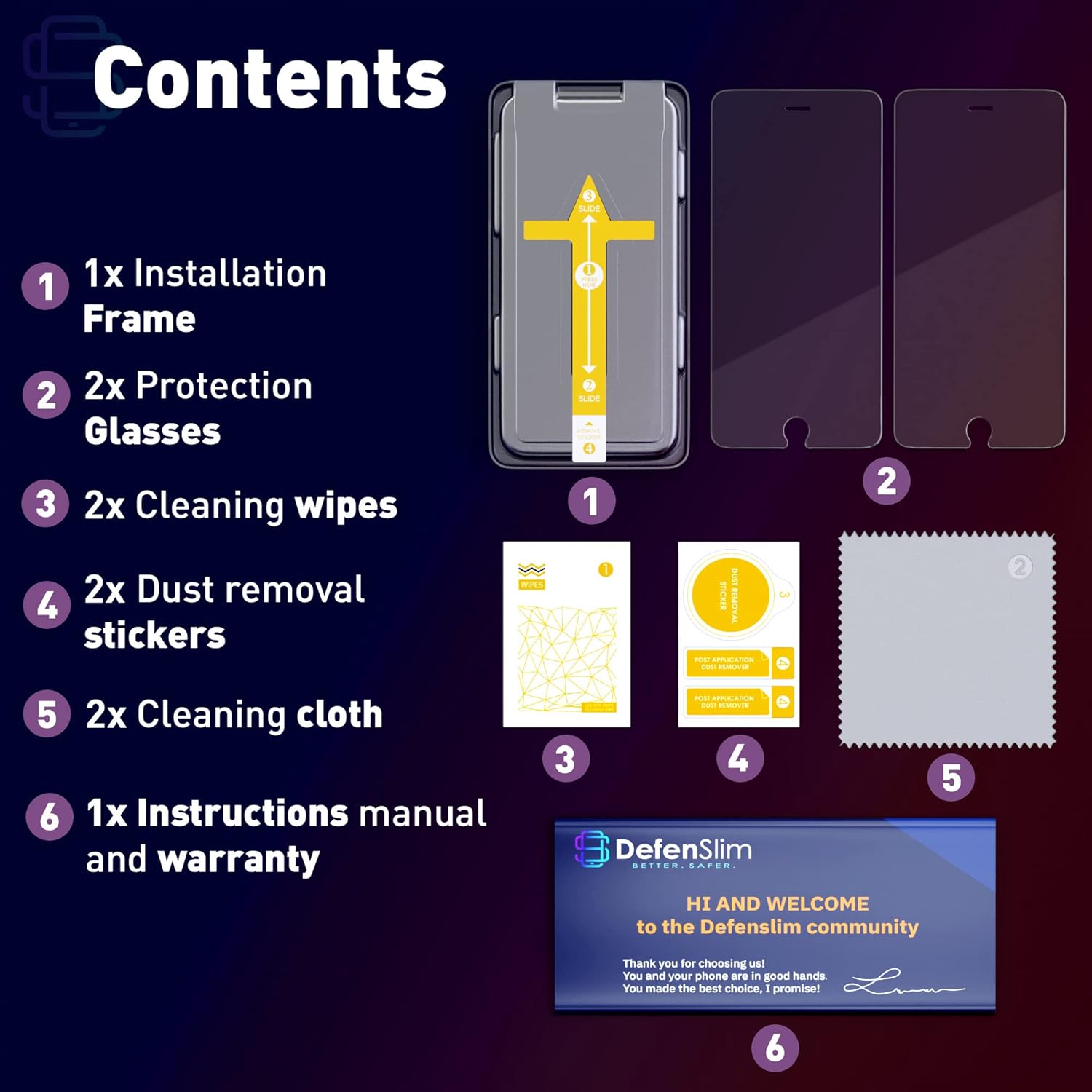 Protector de pantalla para iPhone 87 (paquete de 2) con kit de instalación fácil de alinear automáticamente, vidrio templado para iPhone 8, 7 (4,7