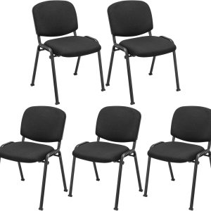 Tangkula Juego de 5 sillas de sala de conferencias, sillas apilables para invitados de oficina con respaldo y asiento tapizados, sillas ergonómicas Tangkula Juego de 5 sillas de sala de conferencias, sillas apilables para invitados de oficina con respaldo y asiento tapizados, sillas ergonómicas