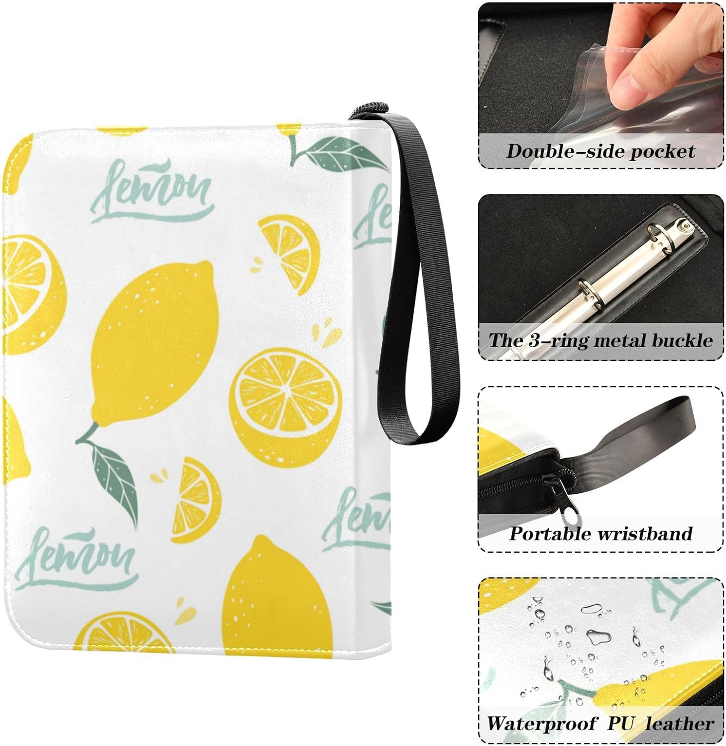 Lemons Card Binder 400 Pockets Trading Card Storage Binders Album with Sleeves Zipper Card Collection Holder Folder for Game Cards Sport Cards