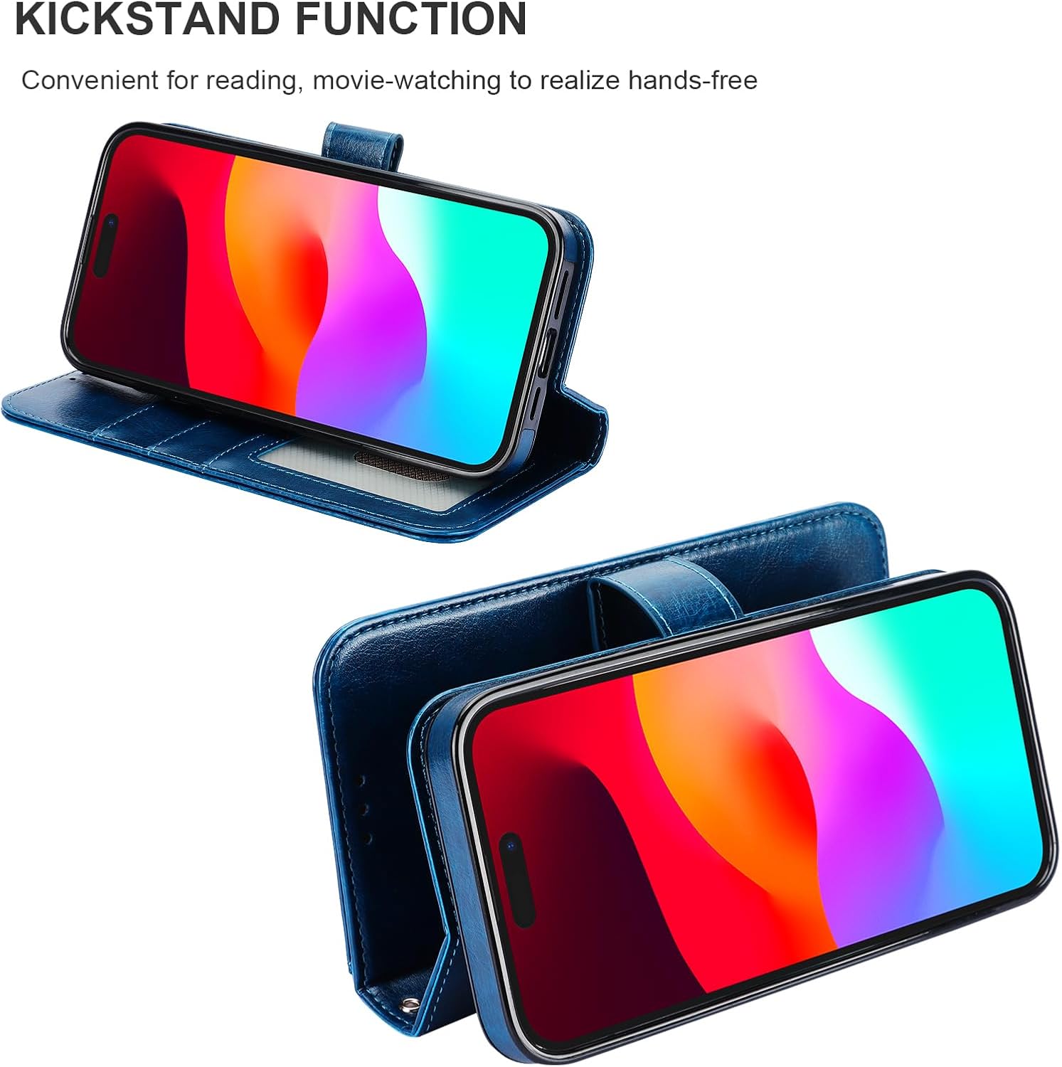 Bocasal Funda tipo cartera desmontable para iPhone 15 Pro con bloqueo RFID, ranuras para tarjetas, soporte magnético de piel sintética de alta