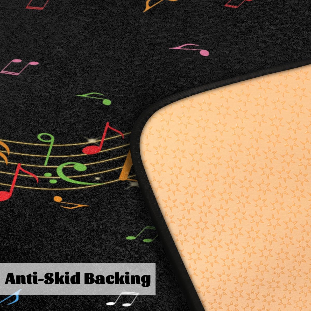 Alfombra colorida con notas musicales, antideslizante, lavable, suave, para cocina, dormitorio, sala de estar, baño, decoración del hogar, 39 x 20