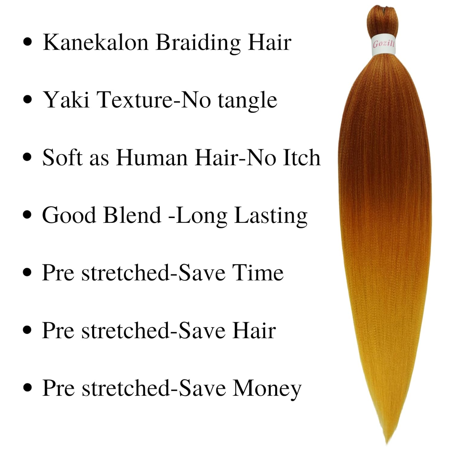 Gozill Ginger Golden Ombre – Cabello trenzado preestirado Kanekalon preestirado, pelo trenzado micro Ez trenzado, hipoalergénico, extensiones de