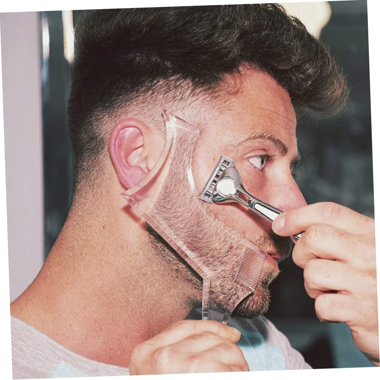 Beavorty 6 unids herramienta de peinado de barbero regla barba plantilla de peinado patillas peine para hombres hombres peine máquinas de afeitar