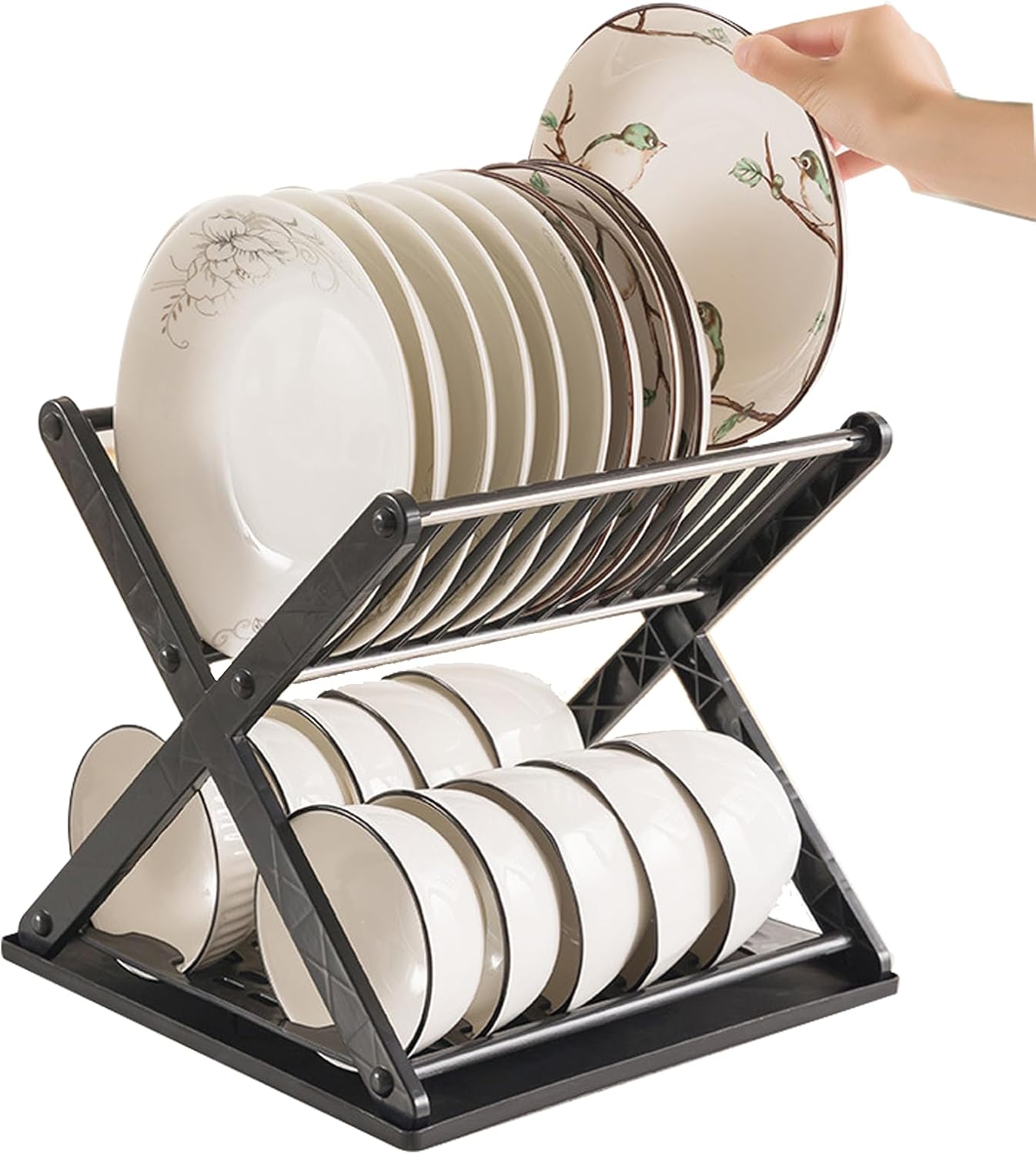 LYYMORPH Escurridor de platos, escurridor de platos para encimera de cocina, escurridor de platos con escurridor, escurridor de platos pequeño y