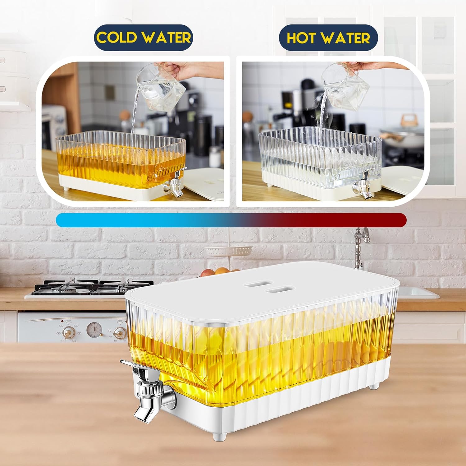 Dispensador de bebidas para refrigerador con espita de 1.4 galones, dispensador de bebidas de plástico transparente de gran capacidad, dispensadores