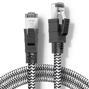 Qiuean Cable Ethernet Cat 8 de 5 pies Nylon trenzado de alta velocidad 40Gbps 2000Mhz Cable de conexión LAN blindado, cable LAN SFTP cable de red Qiuean Cable Ethernet Cat 8 de 5 pies Nylon trenzado de alta velocidad 40Gbps 2000Mhz Cable de conexión LAN blindado, cable LAN SFTP cable de red