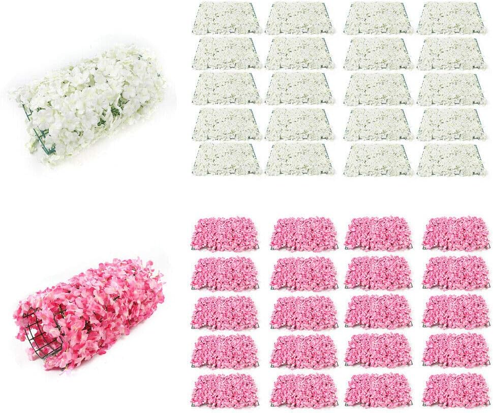 TBVECHI Paneles de flores para decoración de pared, panel de fondo de pared de flores artificiales, decoración de flores, 23.6 x 15.7 in (24 x 16