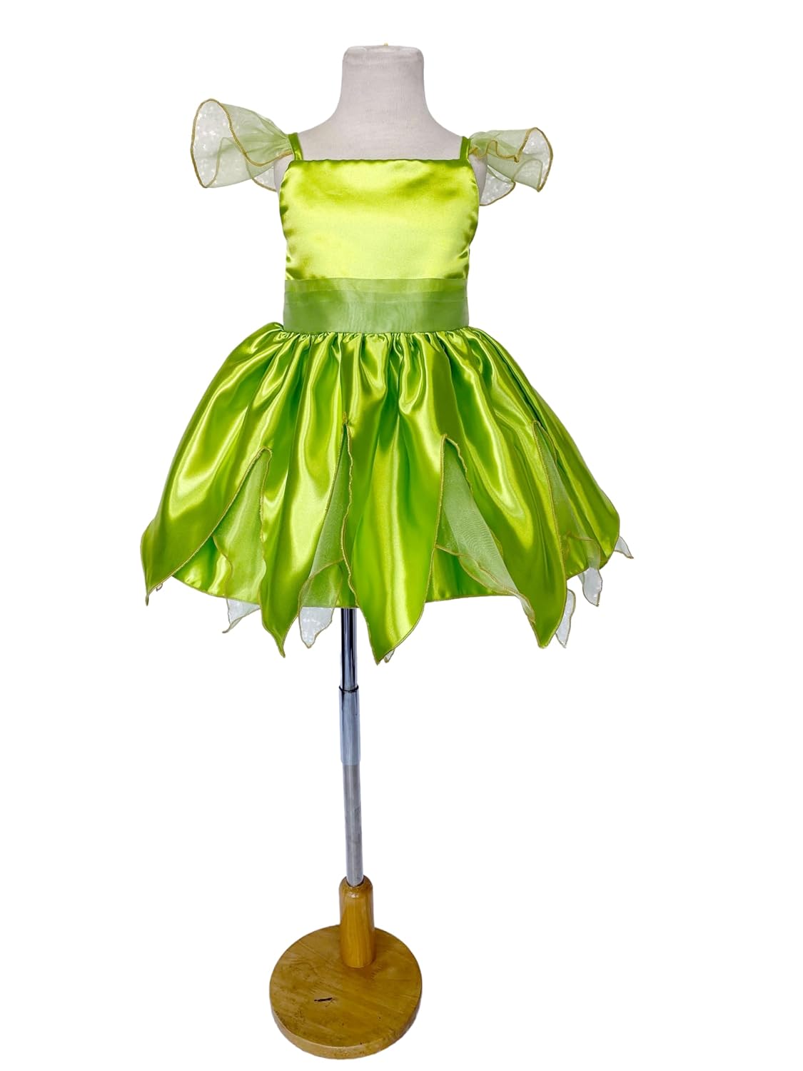 Fairy Girl Dress Halloween Green Satin Costume (4T, Green Dress)