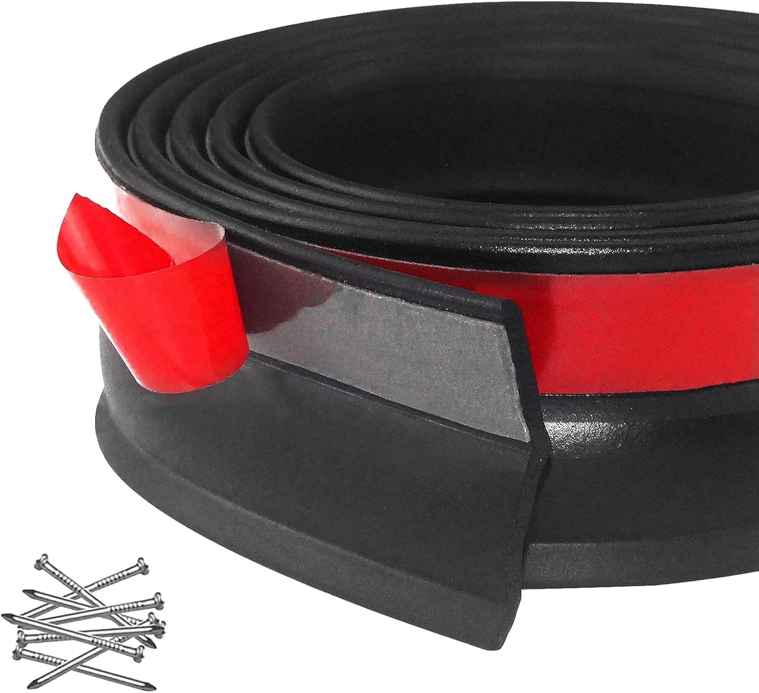 Sello universal para puerta de garaje, tira de sello de goma de repuesto para puerta de garaje, resistente a la intemperie, burlete con clavos (33