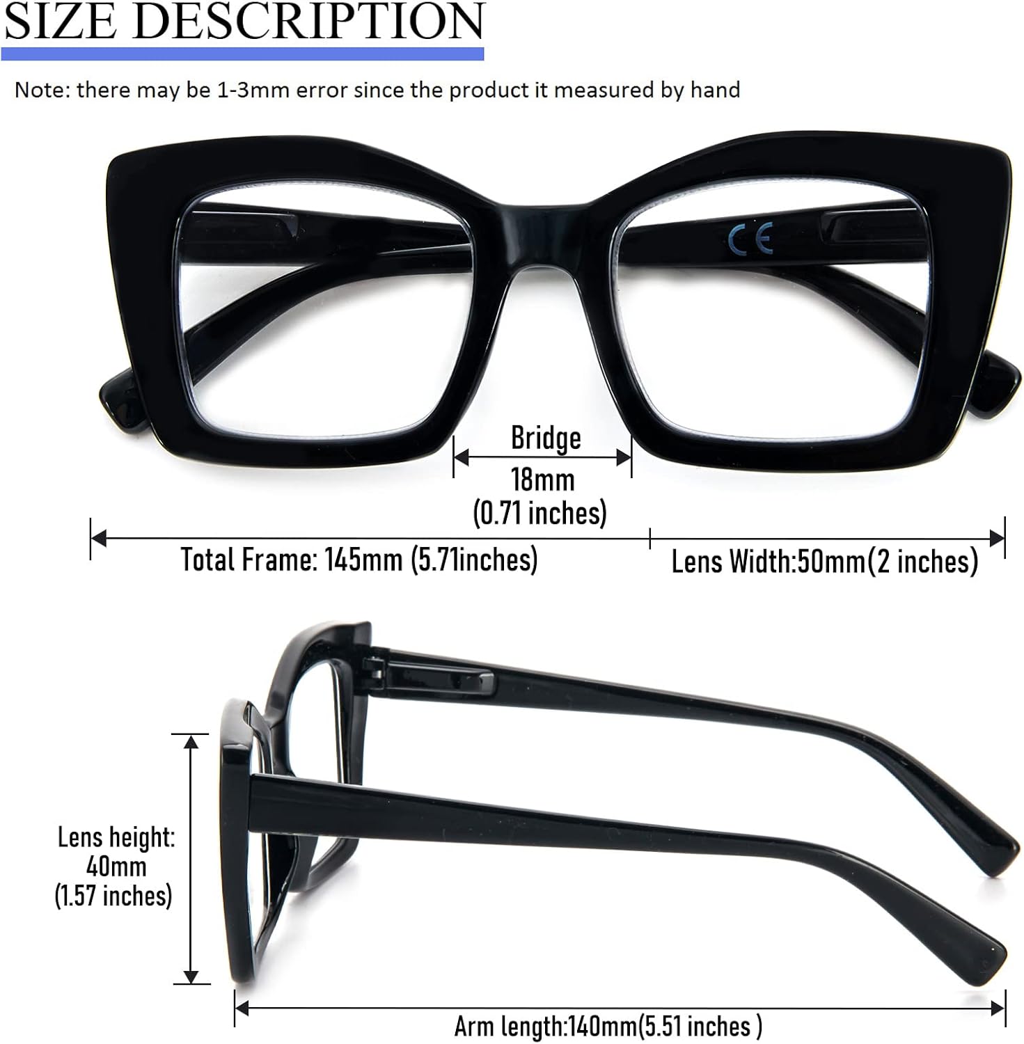 DXYXYO Lentes de lectura cuadrados de gran tamaño para mujer, bloqueo de luz azul, estilo Oprah, marco grueso, lectores con bisagra de resorte