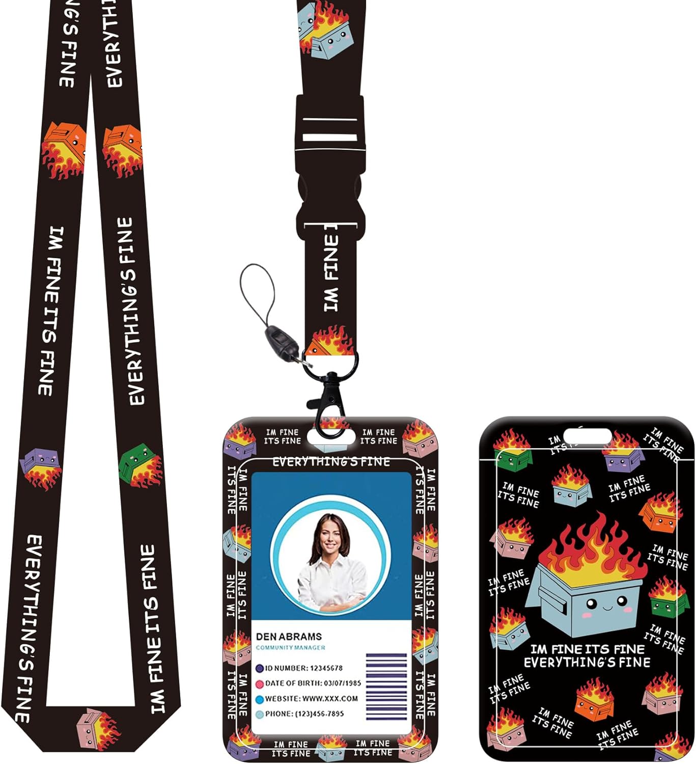 Cordones para credencial de identificación, juego de portatarjetas y cordón de impresión a color de moda para hombres y mujeres (A27-diseño