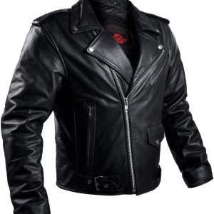 Alpha – Chaqueta de cuero negro para motocicleta con protección para hombre, modelo Brando Cafe Racer, para 4 estaciones, con transporte oculto Alpha – Chaqueta de cuero negro para motocicleta con protección para hombre, modelo Brando Cafe Racer, para 4 estaciones, con transporte oculto