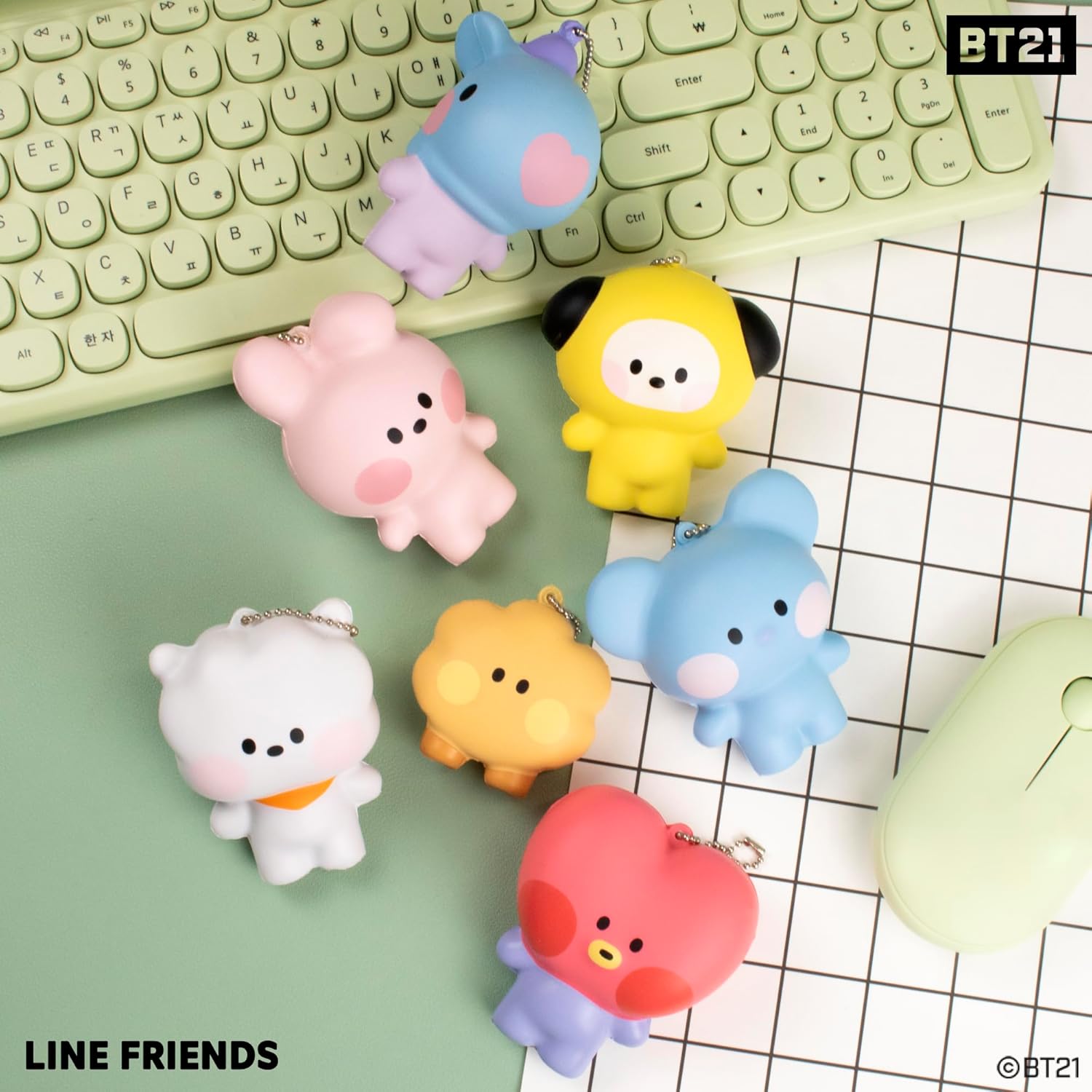 Hamee BT21 minini Cute SquiSHU Squishy Toys – Slow Rising Squishy Toy Keychain for Party Favors, Stress Ball, Birthday Gifts, Kawaii Squishy for