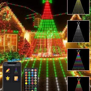 Guirnalda de luces de estrellas para decoración de Navidad al aire libre de 21 pies, luces LED RGB inteligentes para árbol, cascada, escenas Guirnalda de luces de estrellas para decoración de Navidad al aire libre de 21 pies, luces LED RGB inteligentes para árbol, cascada, escenas