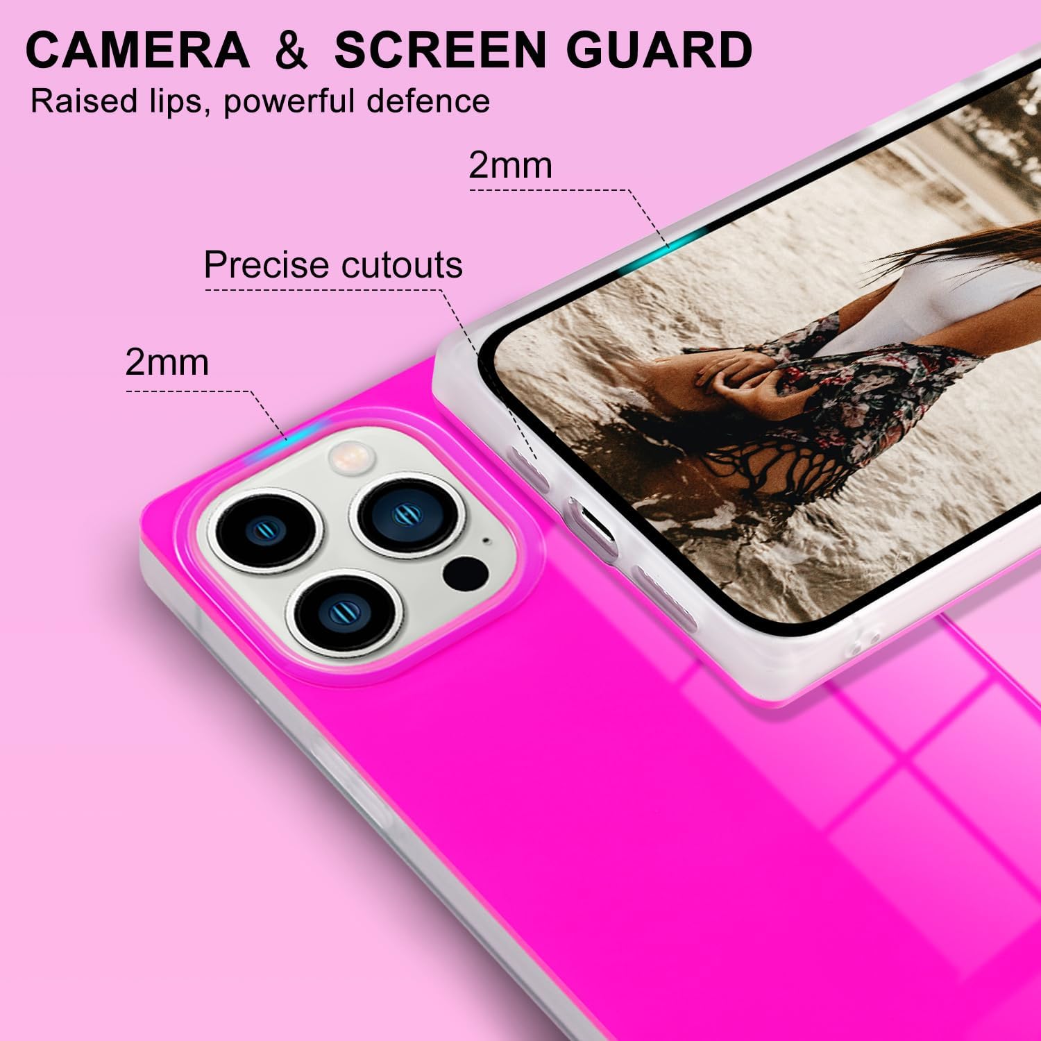 Pevezeda Neon Series – Funda diseñada para iPhone 15 Pro Max de 6.7 pulgadas, bonito diseño retro brillante, a prueba de golpes, para mujeres y