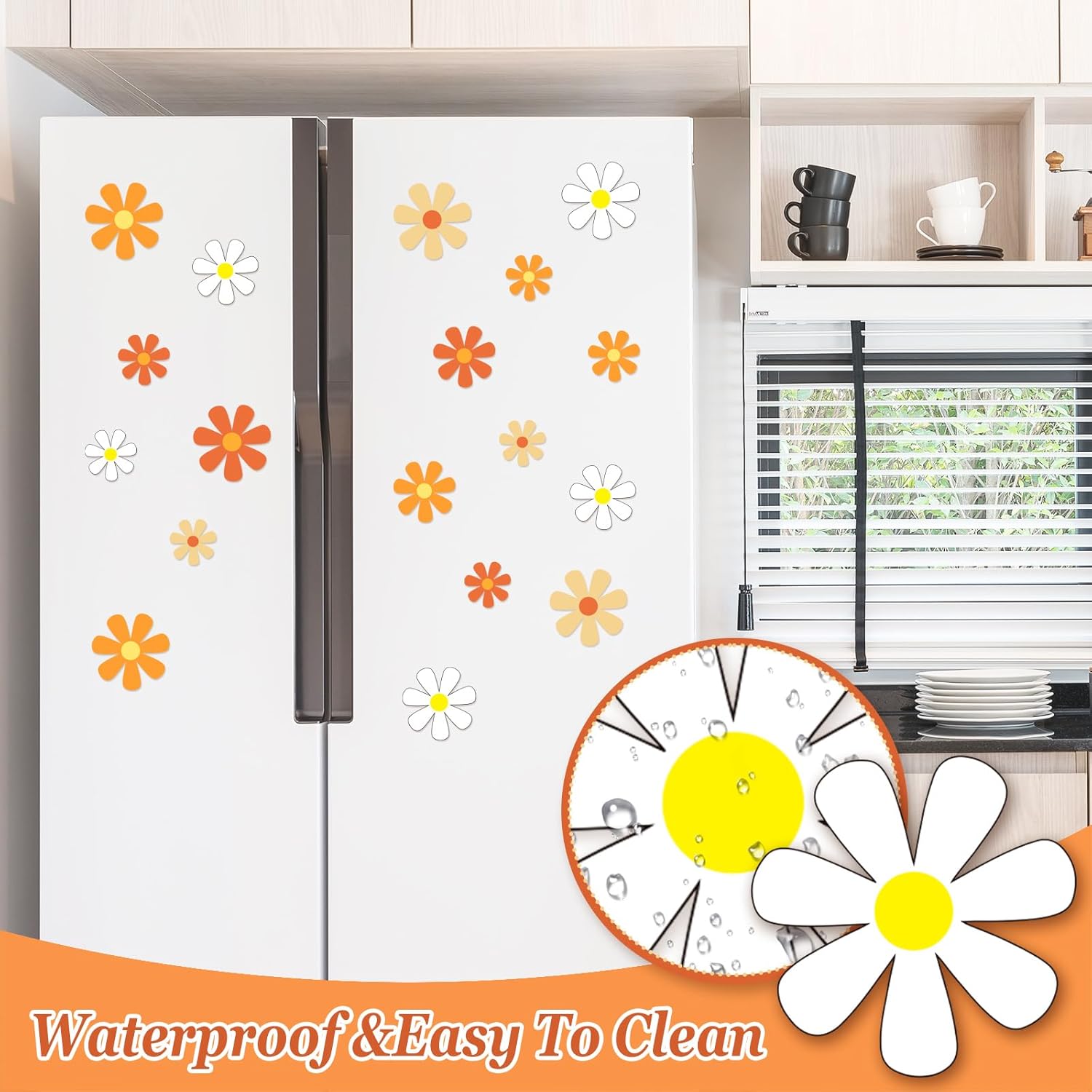Whaline Imán de flores para automóvil, diseño de flor hippie, diseño de margarita, imán de recorte retro magnético hippie, imanes de nevera para