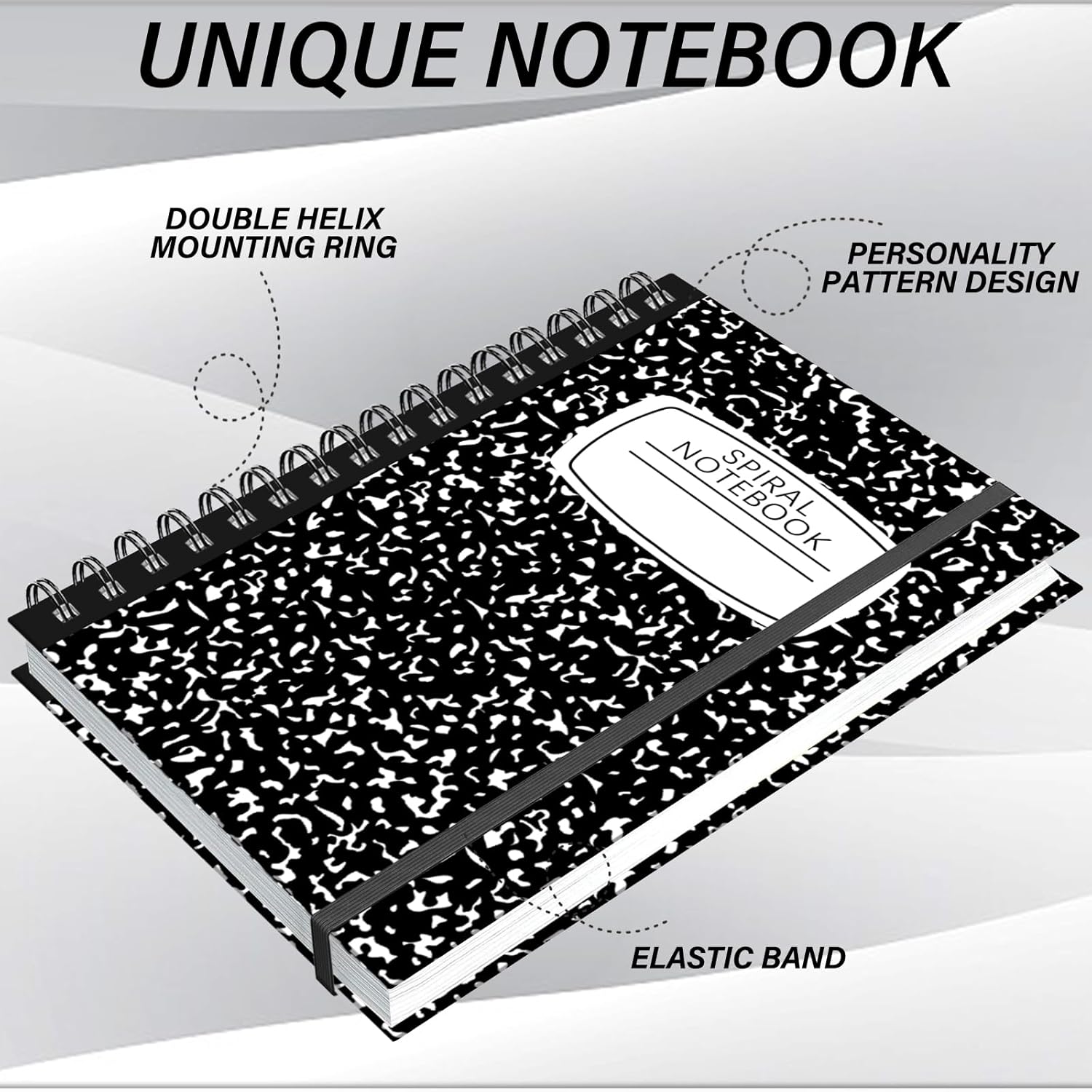 Cuaderno de espiral, diario de tapa dura, cuaderno de espiral con rayas anchas, tamaño A5, 5.5 x 8.3 pulgadas, papel grueso de 80 GSM, 60 hojas de