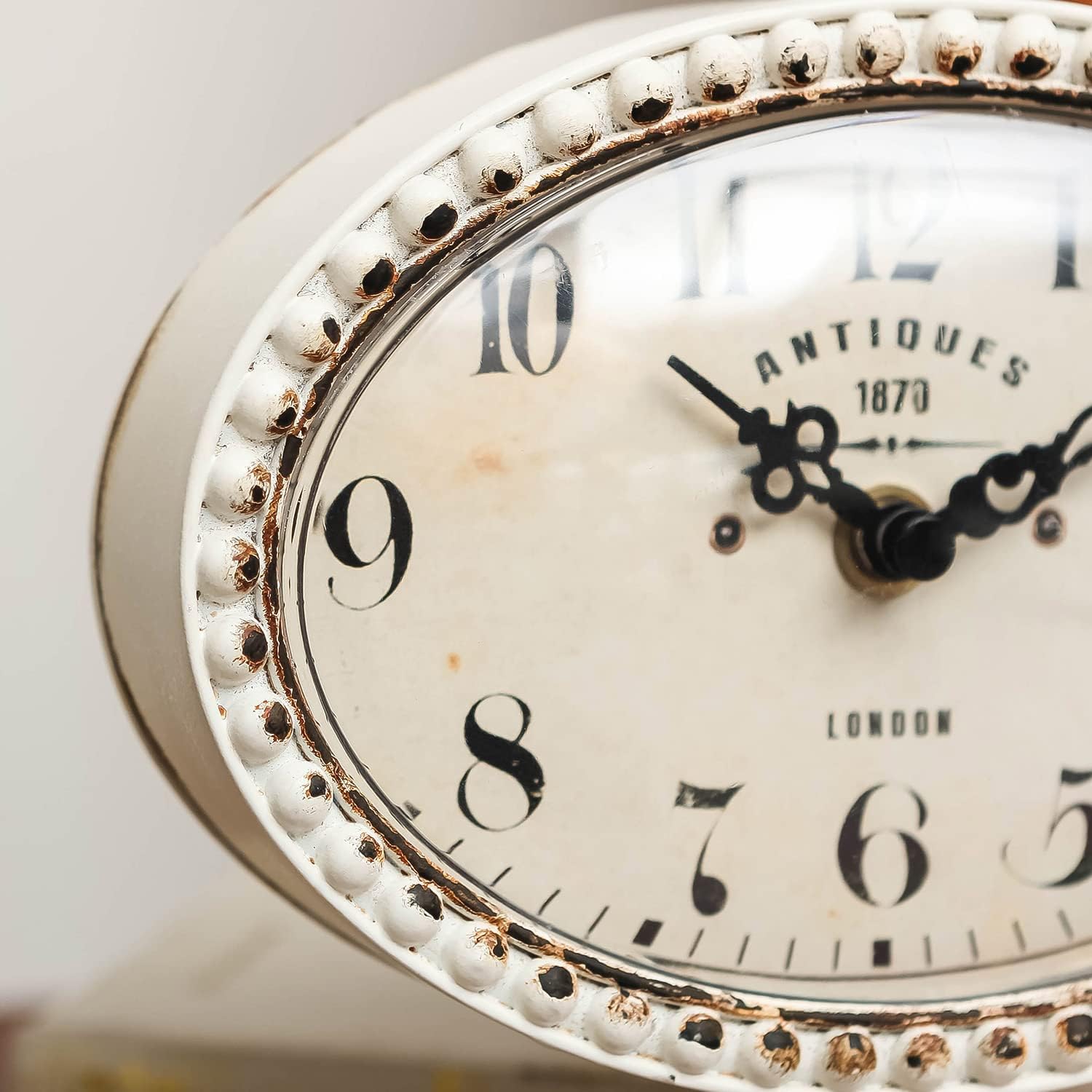 NIKKY HOME Reloj de mesa vintage con cuentas, estante silencioso de escritorio, funciona con pilas, diseño antiguo, elegante decoración del hogar