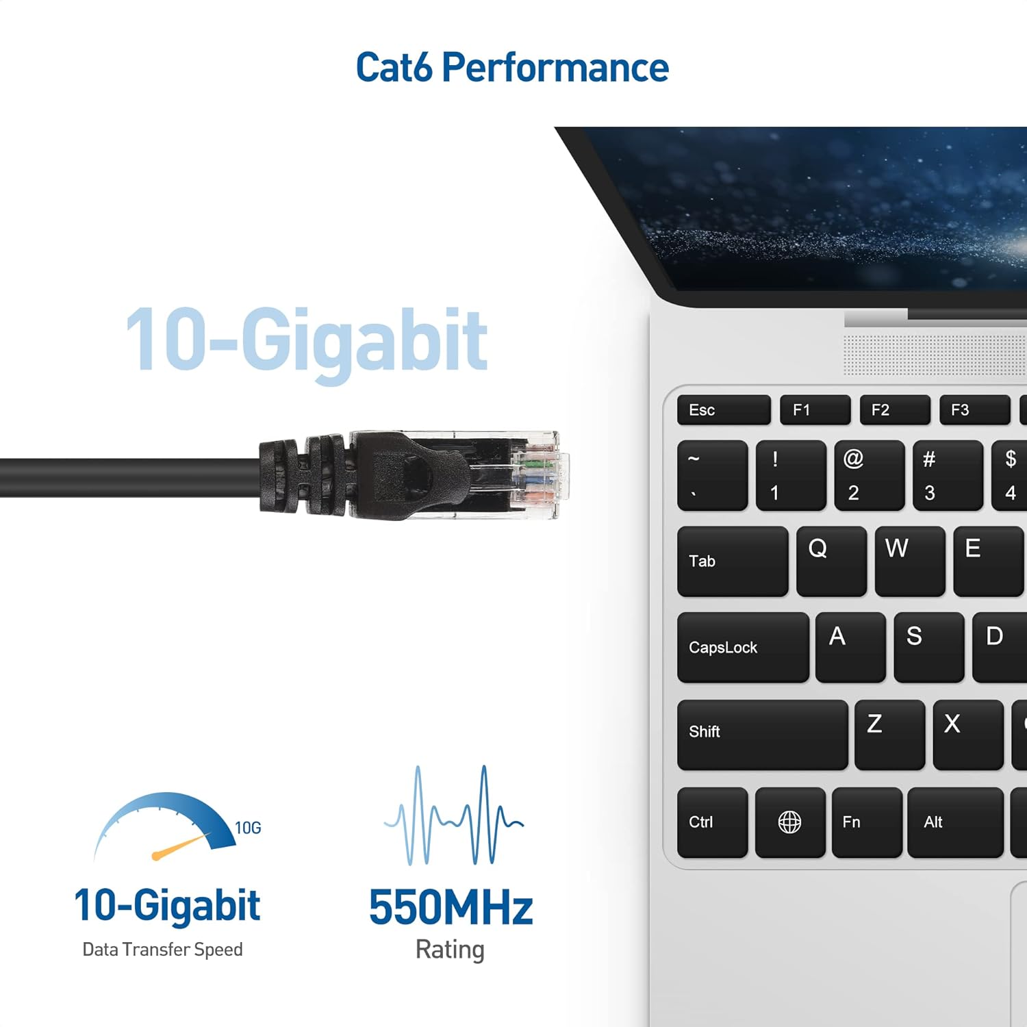Cable Matters Cable Ethernet Snagless Cat 6 de 10 Gbps de 40 pies (cable Cat 6, cable Cat6, cable de Internet, cable de red) en negro