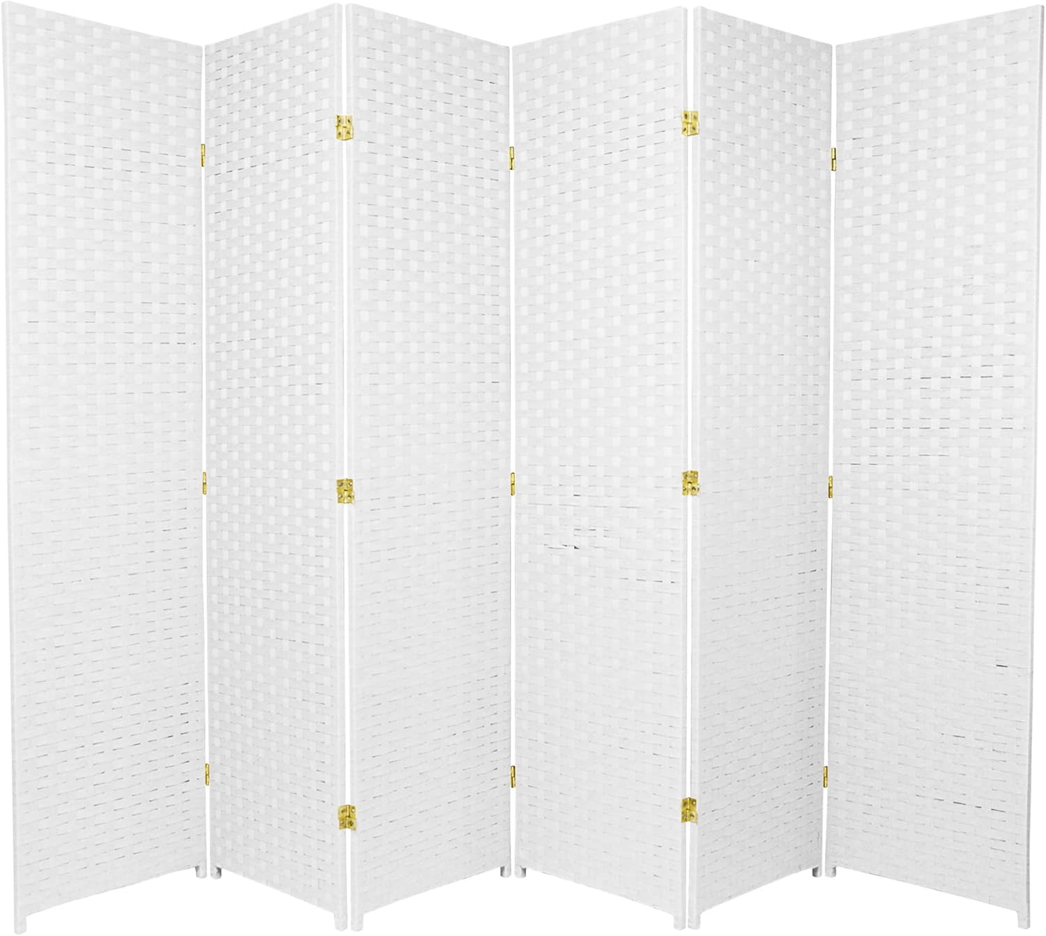 Oriental Furniture – Divisor de habitación de fibra tejida de 6 pies de alto, 6 paneles, color blanco