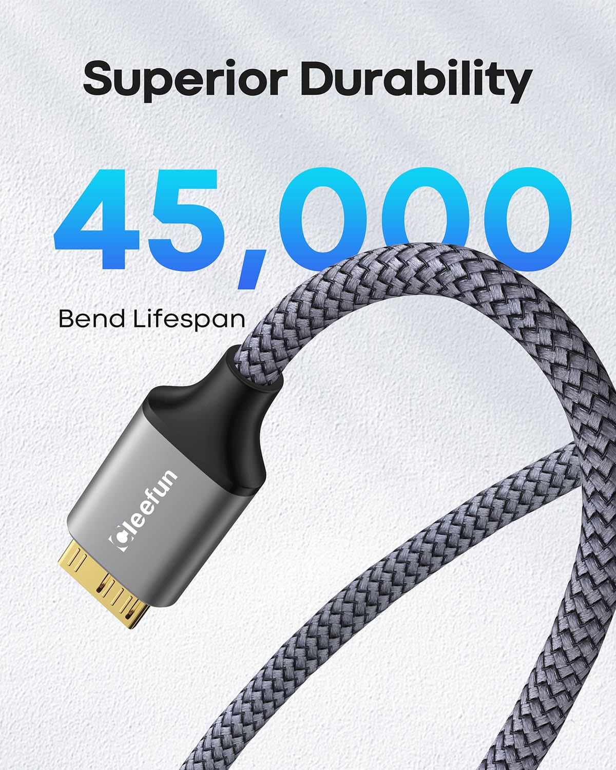 CLEEFUN Cable USB C a Micro B de 1.5 pies, cable de disco duro micro B a USB C de 10 Gbps para disco duro externo, Seagate, WD, Toshiba, Westgate y