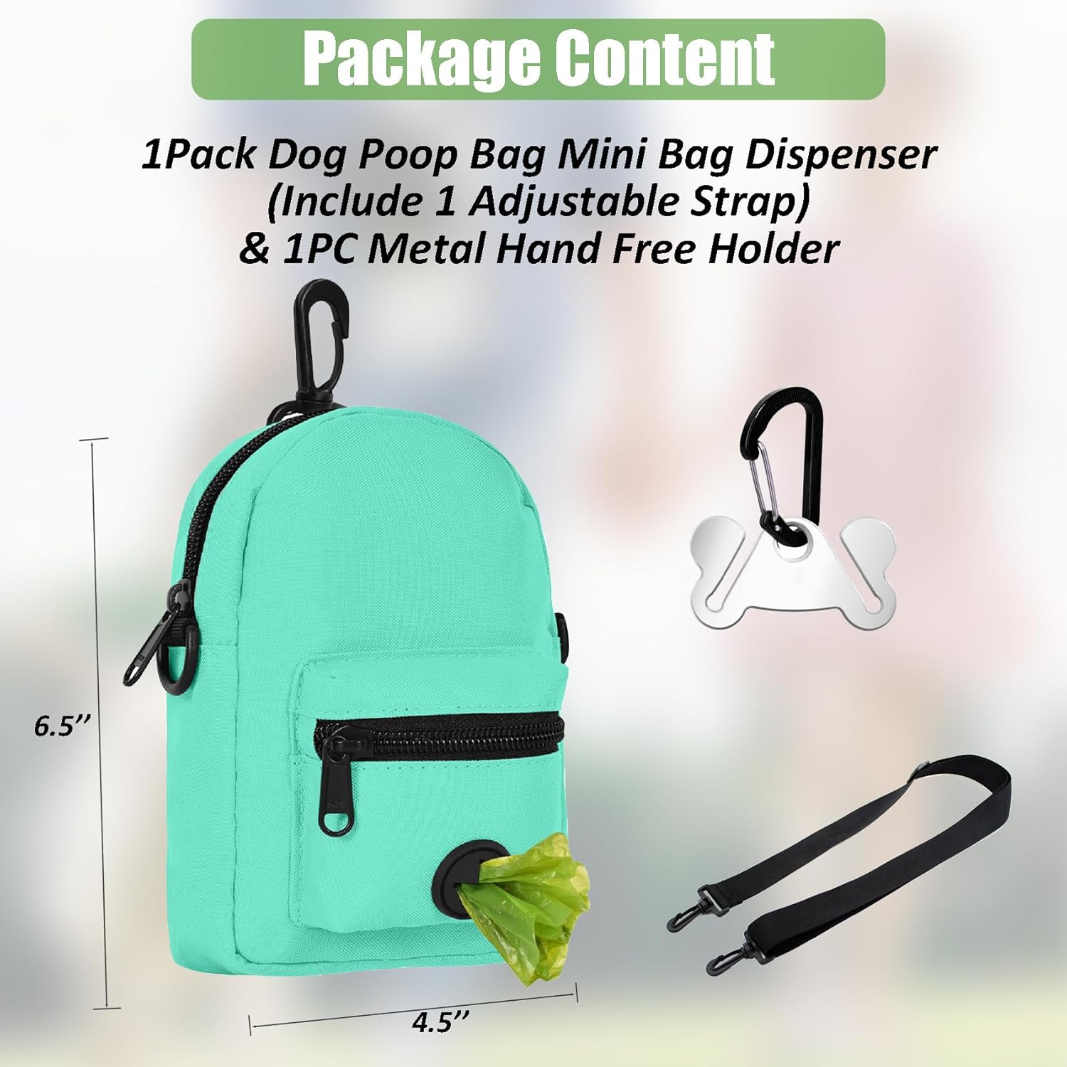 Dispensador de bolsas para excrementos de perro, dispensador de bolsas de residuos, bolsas delanteras traseras para bolsas de basura de mascotas y