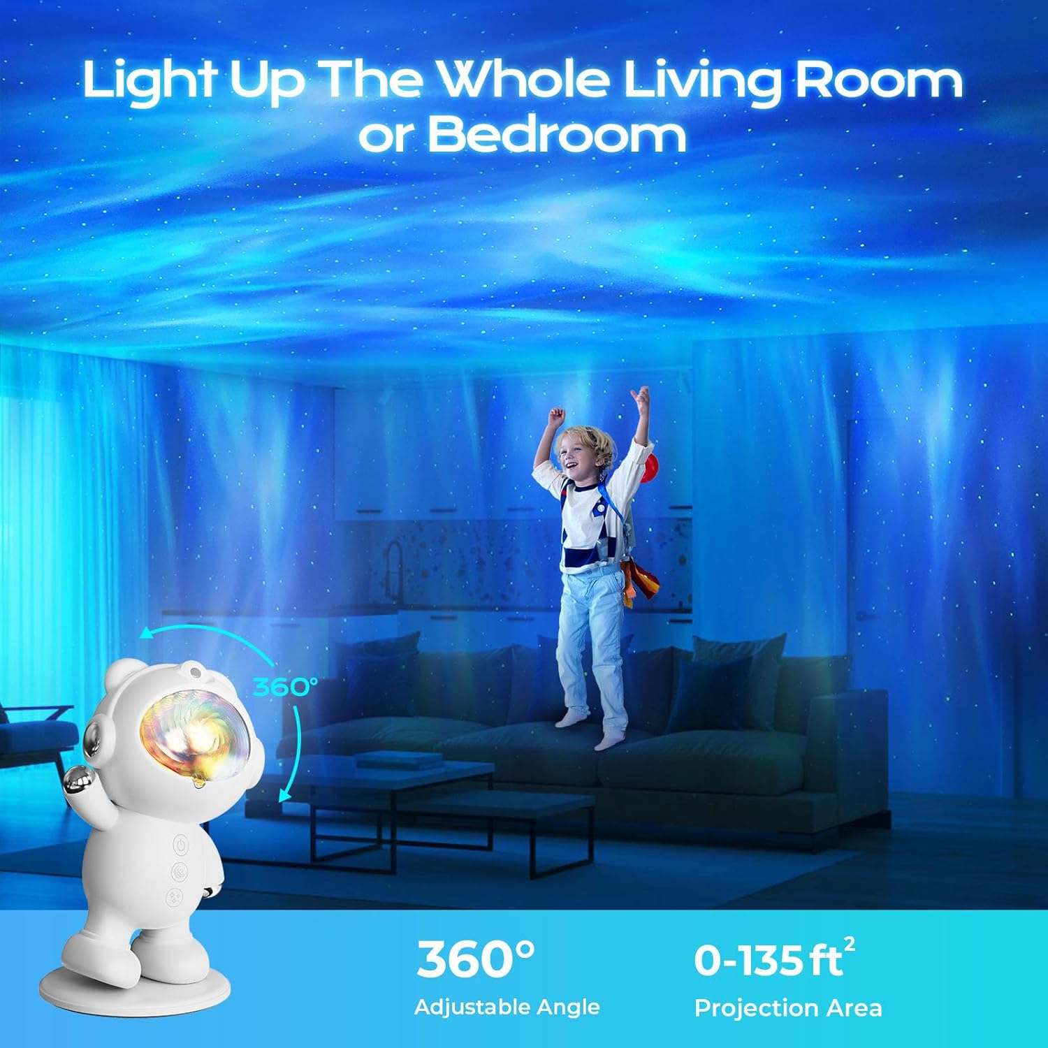 FULEN Proyector de galaxia para dormitorio, proyector de estrellas, bonita luz nocturna para niños, luz de techo Aurora decoración estética,
