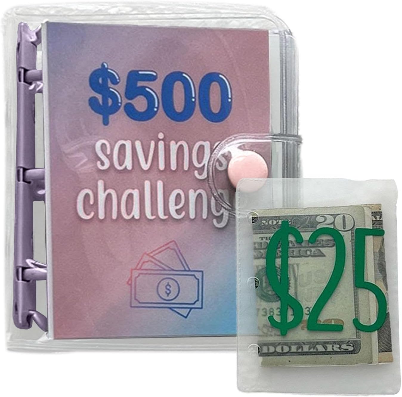 Carpeta de desafío de ahorro de 500 ahorros, carpeta de ahorro de dinero, libro de desafíos de ahorro con sobres, desafío de ahorro de sobres, mini