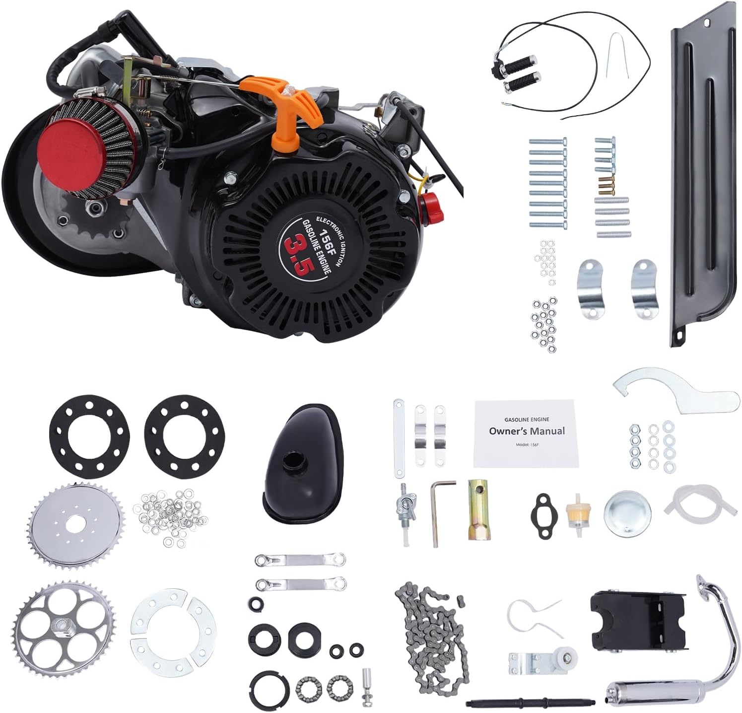 TFCFL Kit de motor de bicicleta de 4 tiempos, kit de conversión de bicicleta motorizada a gas de 100 cc, gasolina de gasolina, bicicleta, moto,