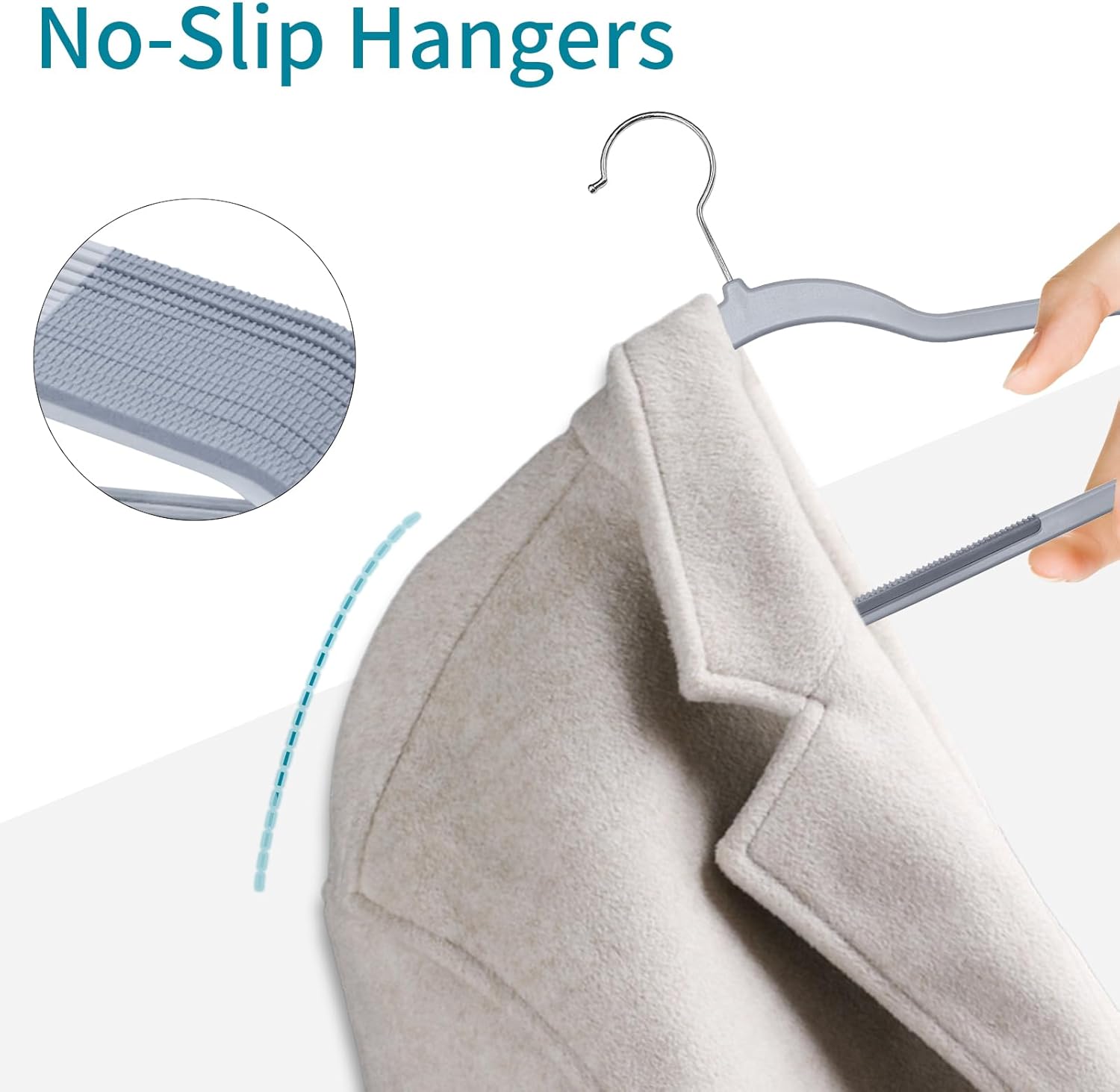 UAPY0130G – Paquete de 30 perchas para ropa, perchas de plástico antideslizante, gancho giratorio de 360, ahorro de espacio, 0.2 pulgadas de grosor,