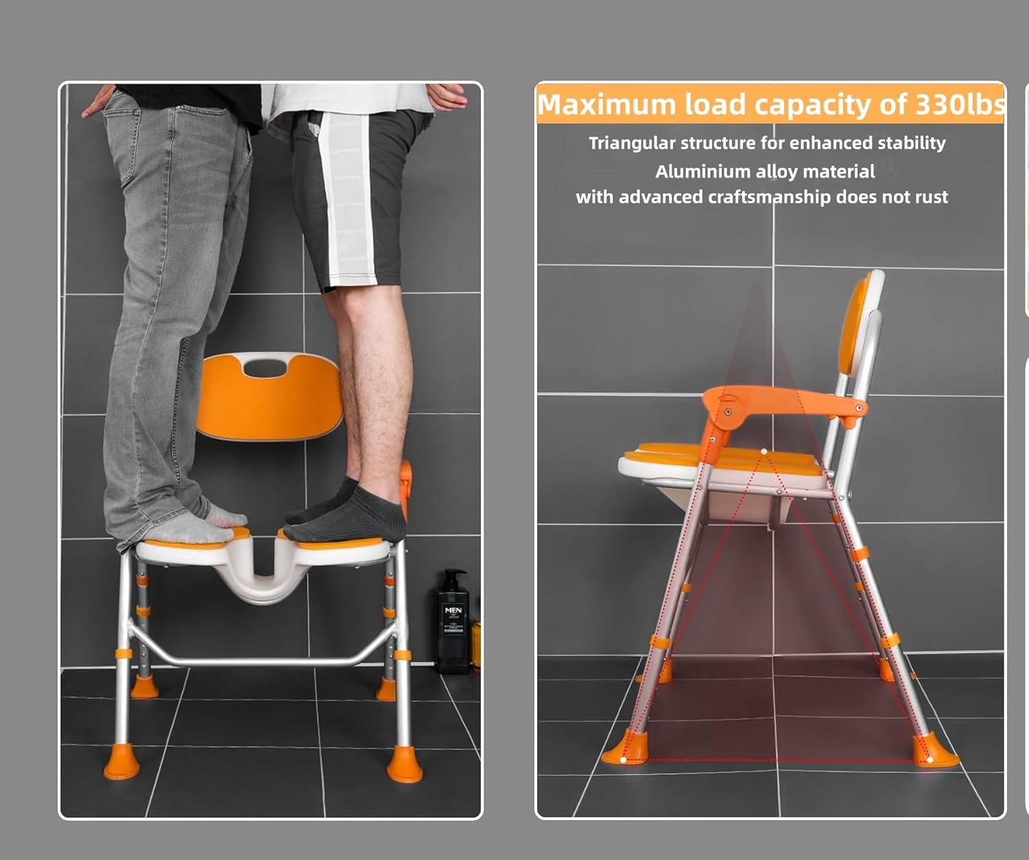Silla de ducha para ducha interior, silla de ducha plegable para ancianos y discapacitados, asiento de ducha para adultos, silla de baño portátil de