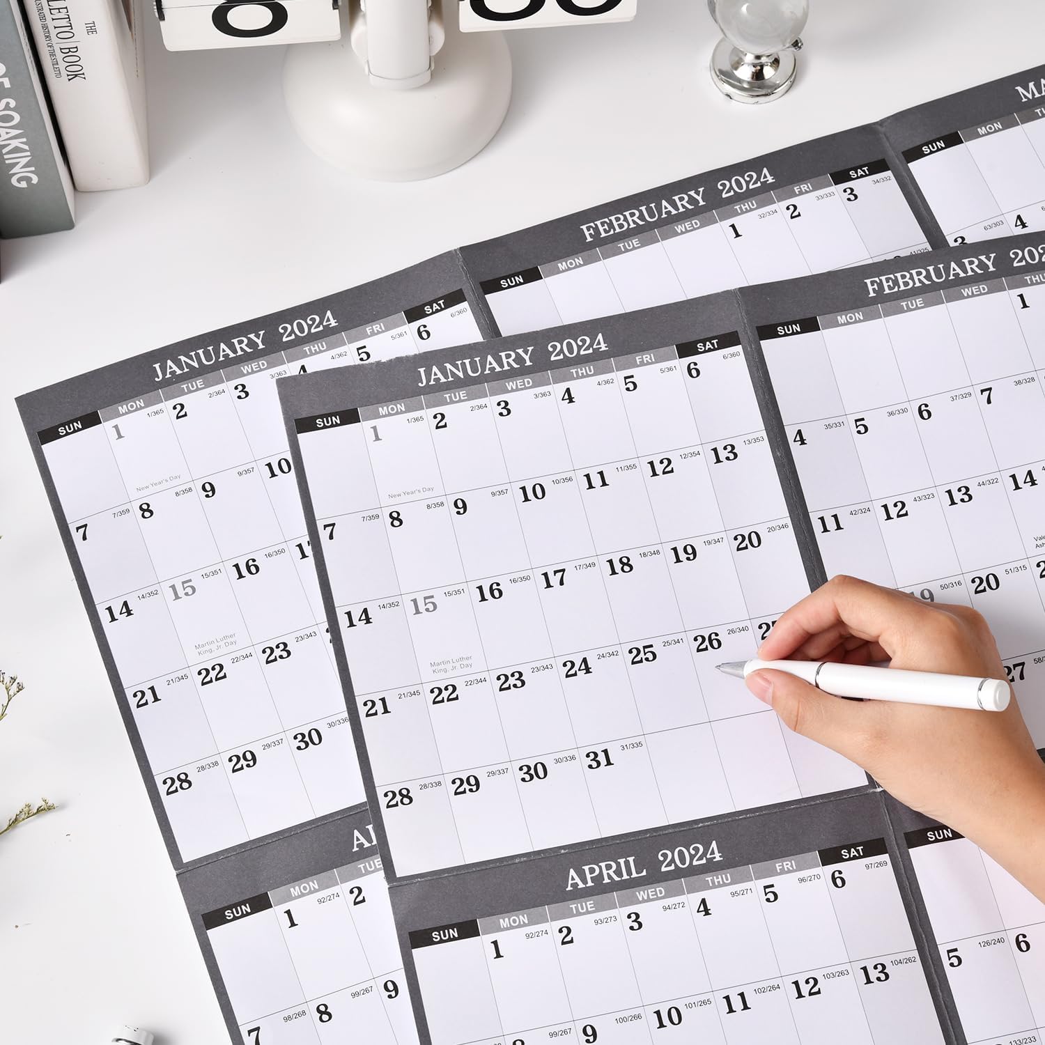 Calendario anual de pared 2024, calendario de pared 2024, calendario de pared grande de 34.8 x 22.8 pulgadas, enero de 2024 a diciembre de 2024,