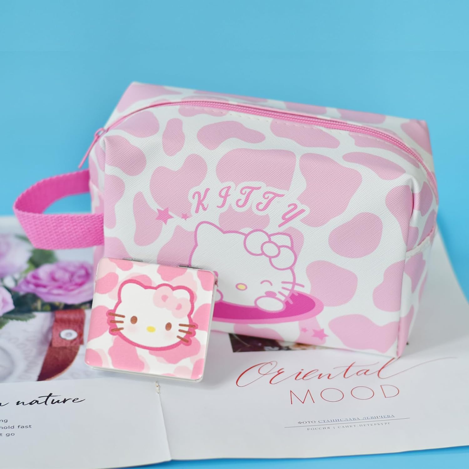 Bolsa de cosméticos de viaje, bolsa de cosméticos de dibujos animados de gran capacidad, bolsa de maquillaje con cremallera, bolsa de aseo de viaje