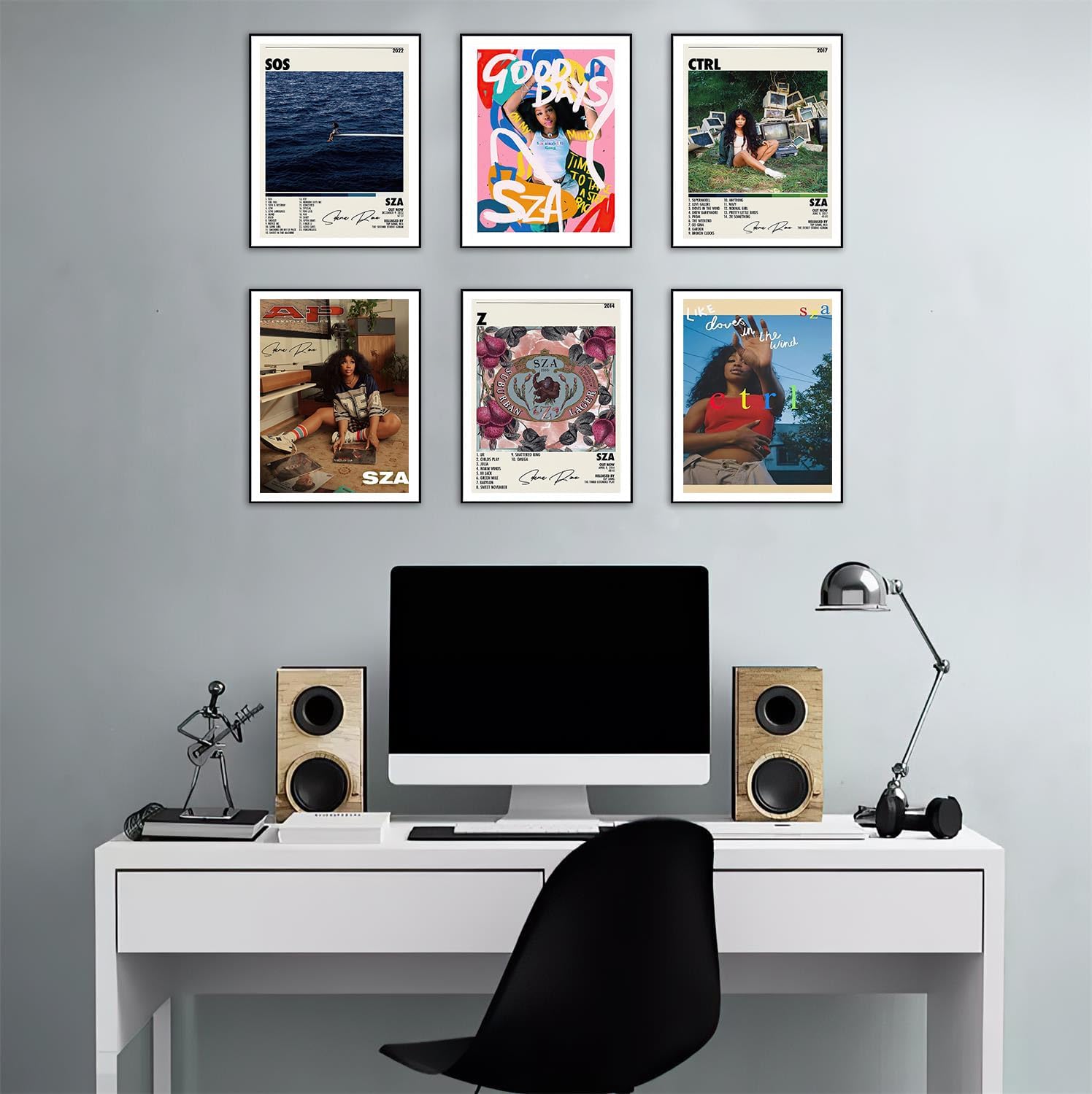 Sza – Póster de música en lienzo para pared, portada de álbum, firmado, limitado, juego de 6 pósteres estéticos retro para decoración de dormitorio,