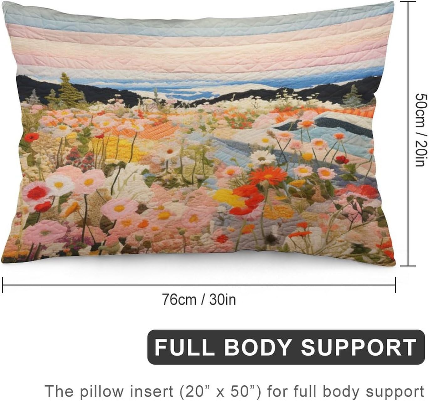 Funda de almohada con diseño de retazos de flores bohemias, tamaño Queen de 20 x 30 pulgadas, colorida almohada decorativa bohemia con diseño de