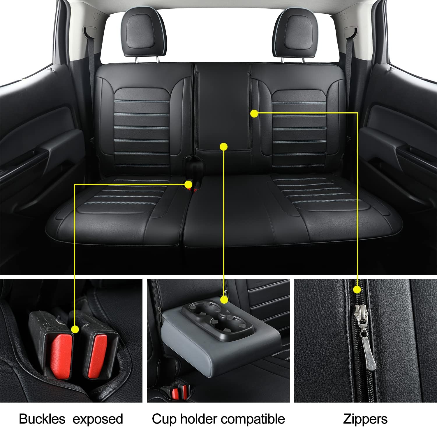 LUCKYMAN CLUB Colorado Fundas de asiento R02-K2, aptas para Chevy 2015-2022 Colorado Crew Cab Z71 LT ZR2 camión de trabajo con cuero sintético