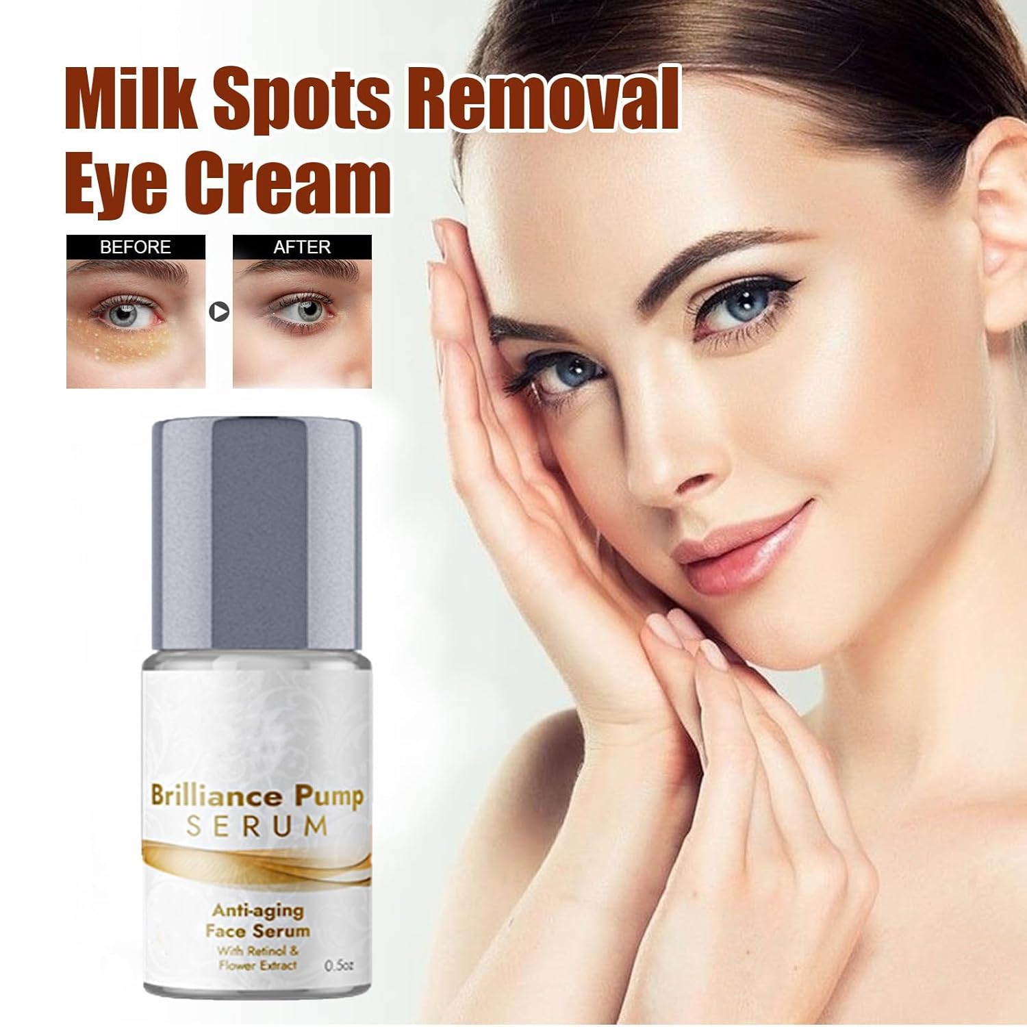 Brilliance Pump Serum, bomba de suero para ojos, suero facial antienvejecimiento, suero de ojos que desafía la edad, suero de ojos de retinol,