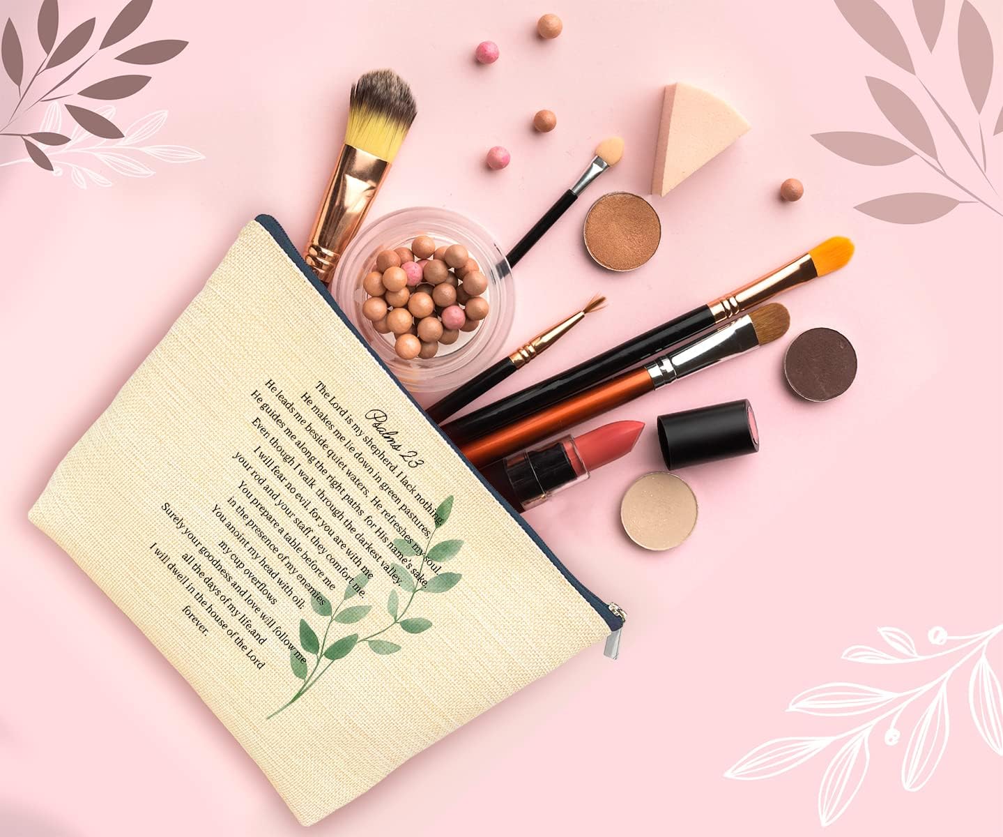 Regalos cristianos para mujeres y niñas, versículo bíblico PSALM 23 The Lord is My Shepherd, bolsa de cosméticos para mujeres y niñas, bolsa de