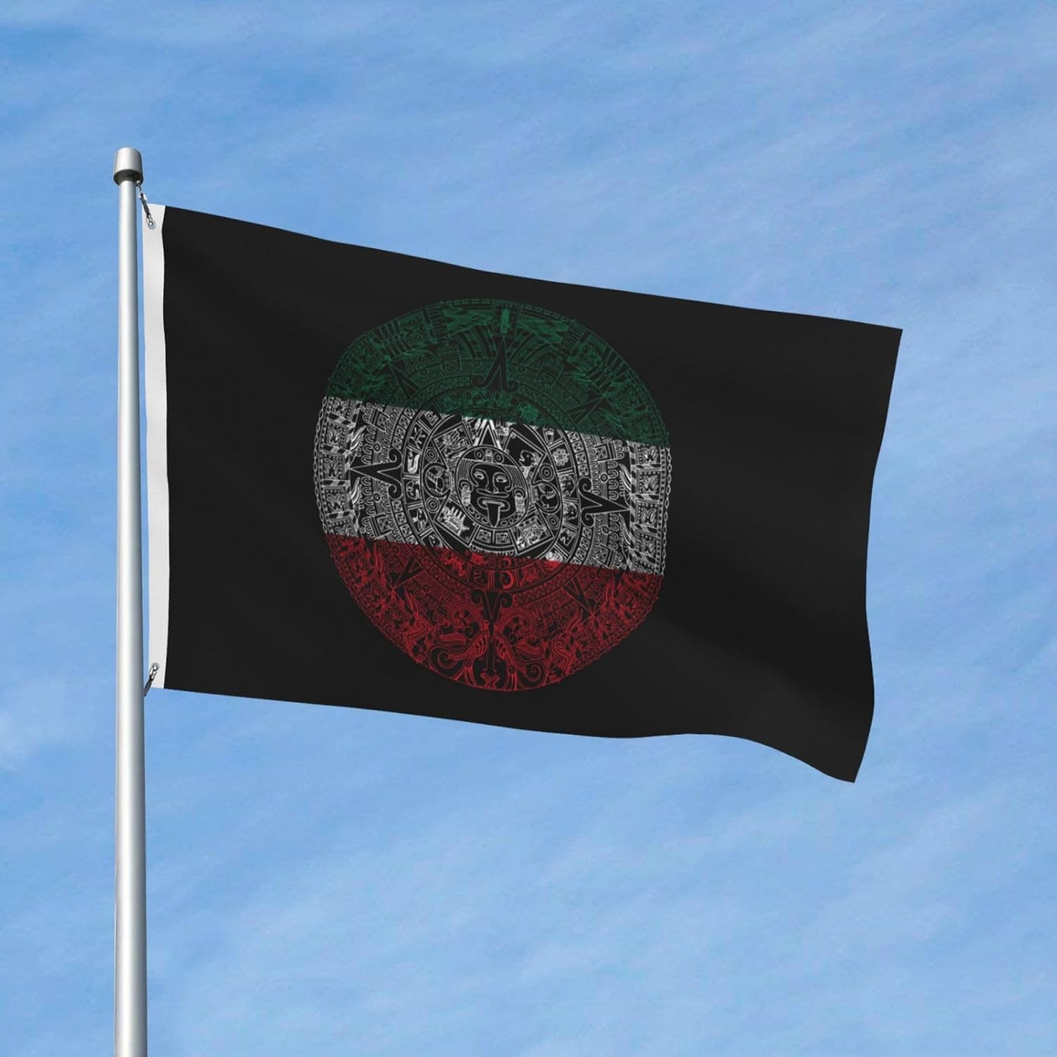 Bandera de 3 x 5 pies, calendario azteca mexicano de doble cara, letrero grande para pared, dormitorio, sala de estar, decoración colgante de casa,