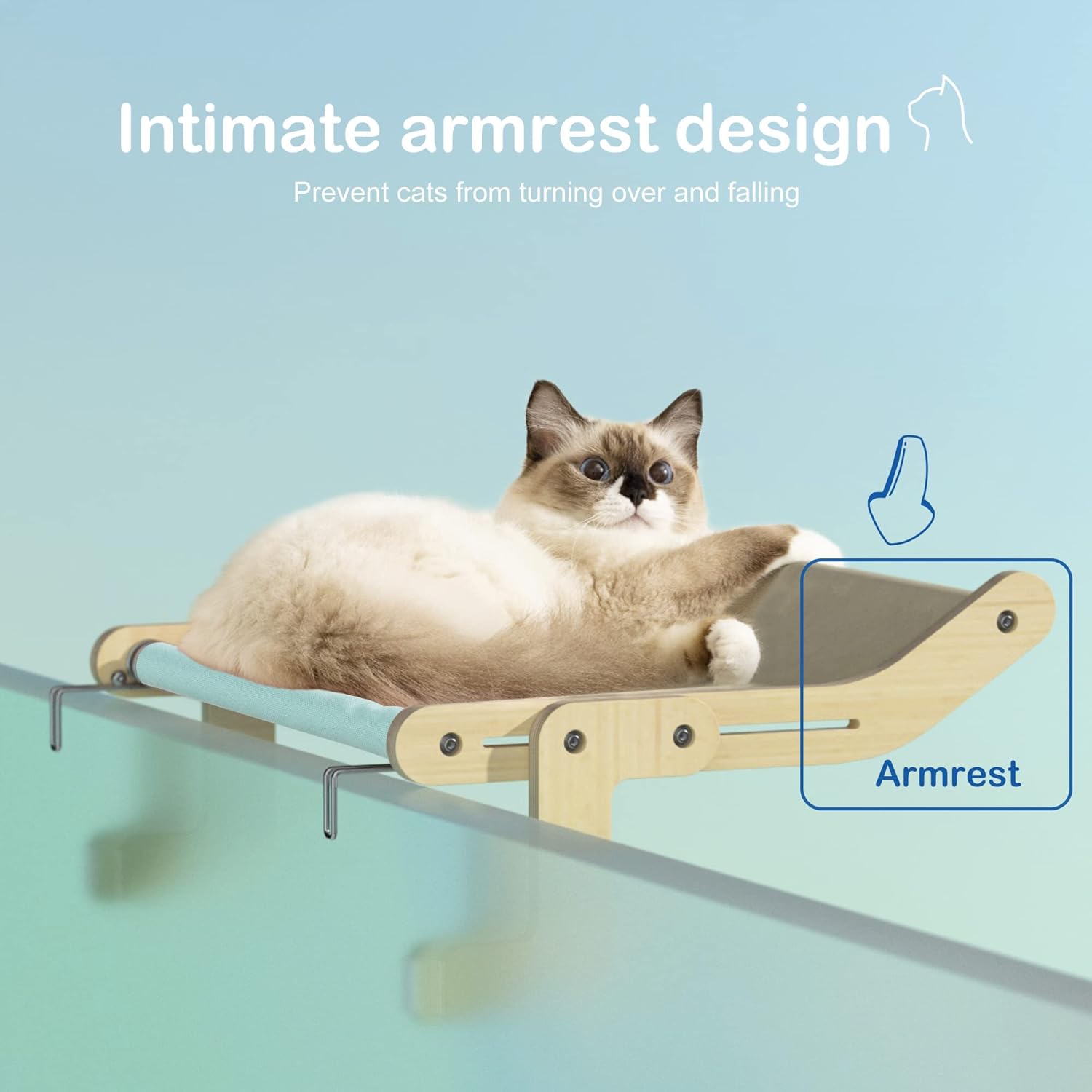 Hamaca para ventana de gato, asiento de hamaca para gatos de interior, resistente, ajustable, estable, que proporciona baño de sol completo, ahorro