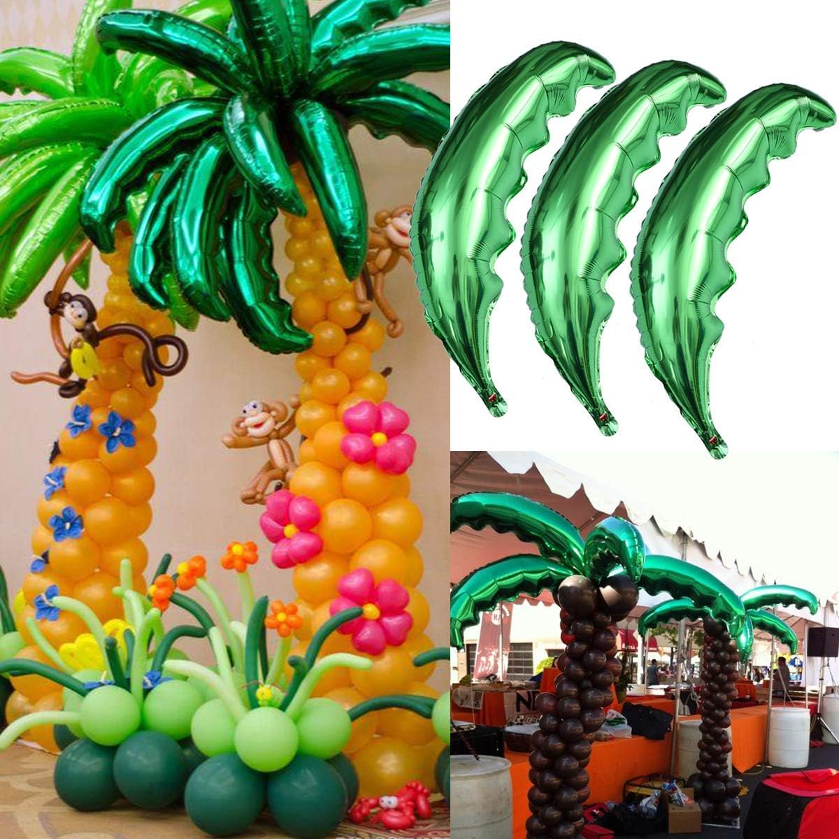 JANOU Globos de hoja de árbol de coco hawaiano, Mylar de 36 pulgadas, globos tropicales de hojas de palmera para boda, cumpleaños, Hawaii, verano,