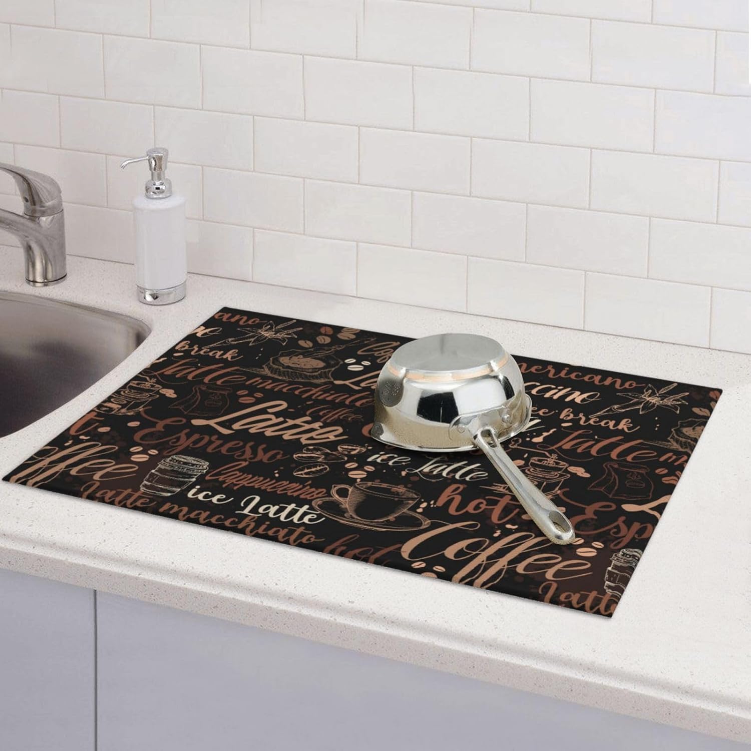 Tapete de secado de platos de café para encimera de cocina, máquina de café absorbente, almohadilla de microfibra absorbente, tapete de drenaje de