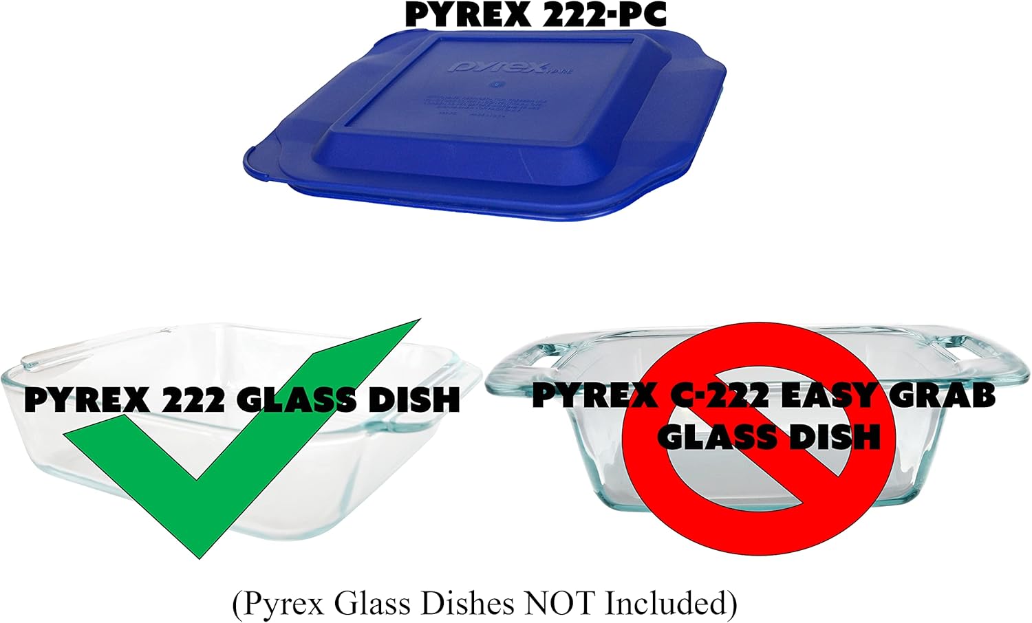 Pyrex Tapa azul de 222 piezas de 2 cuartos (paquete de 2)