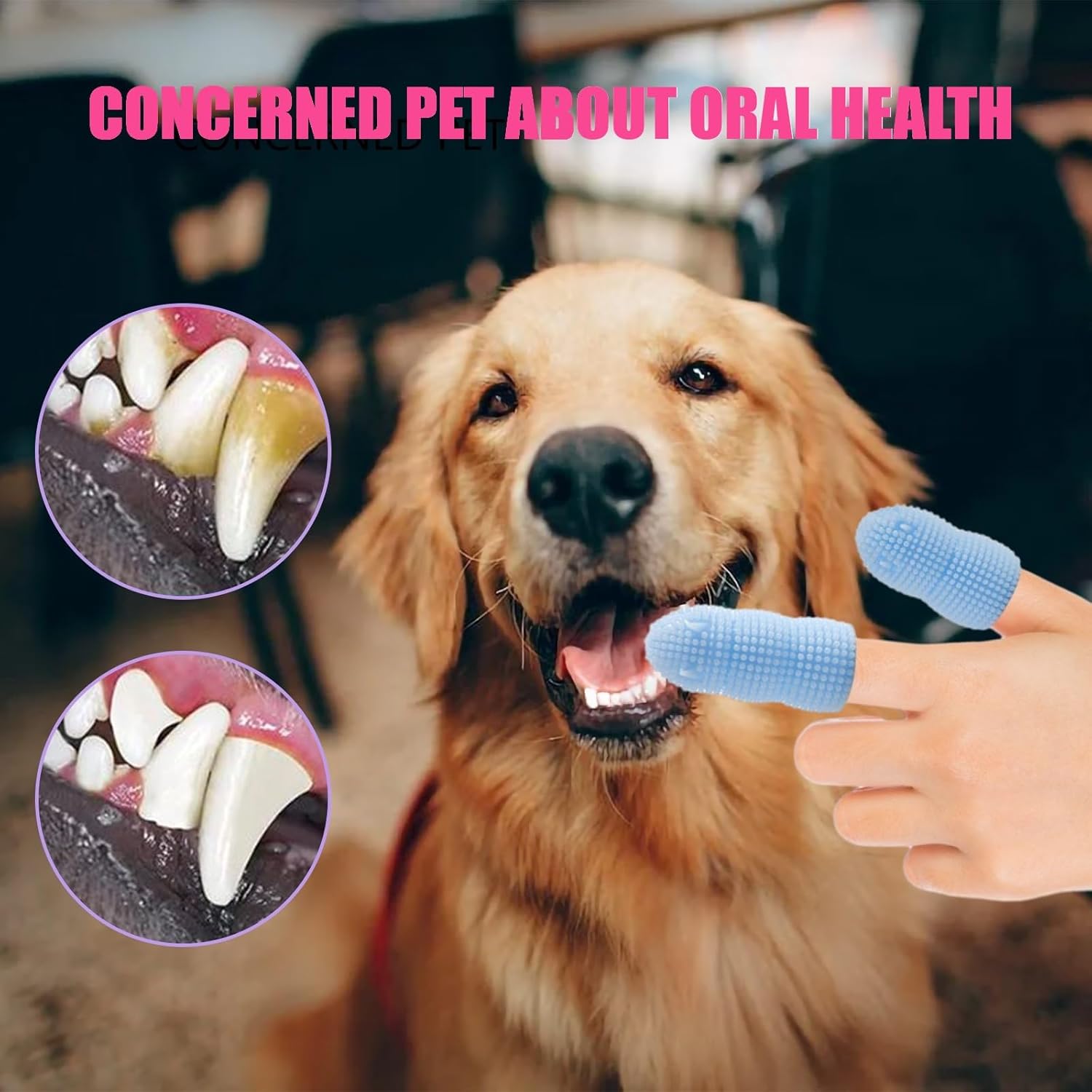 Cepillo de dientes redondo 360 para perros, cerdas suaves de silicona para limpieza de dientes, kit de cepillado de dientes de perro para razas
