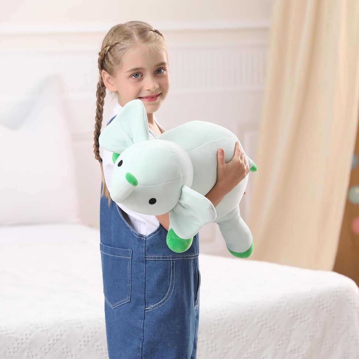 Animales de peluche con peso de elefante verde de 24 pulgadas, 4.2 libras, bonito juguete de felpa con peso, cómodo regalo para niños y adultos (24