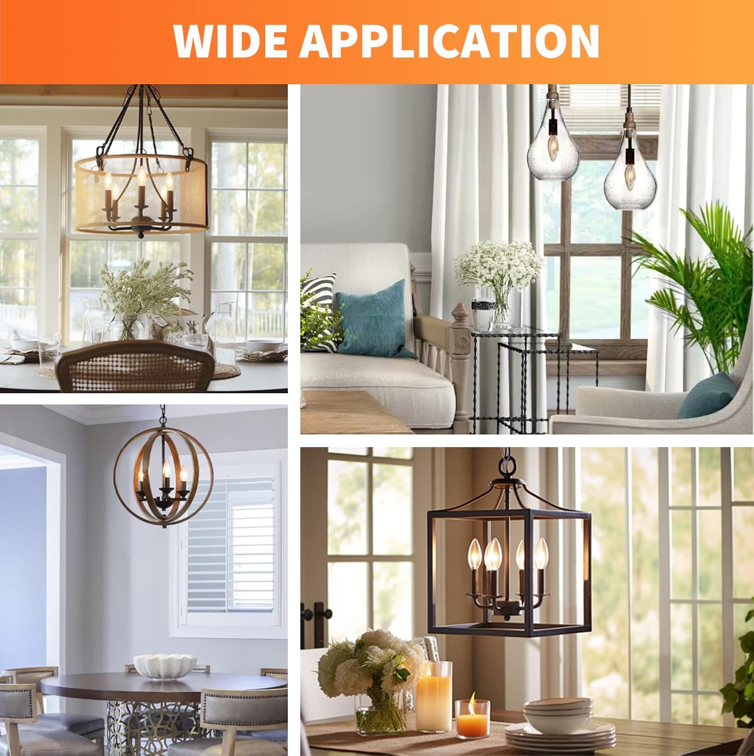ALAMPEVER Bombillas de candelabro, bombilla de candelabro E12 de 60 vatios, bombilla LED E12 de 2700 K, luz blanca suave, paquete de 24 bombillas de