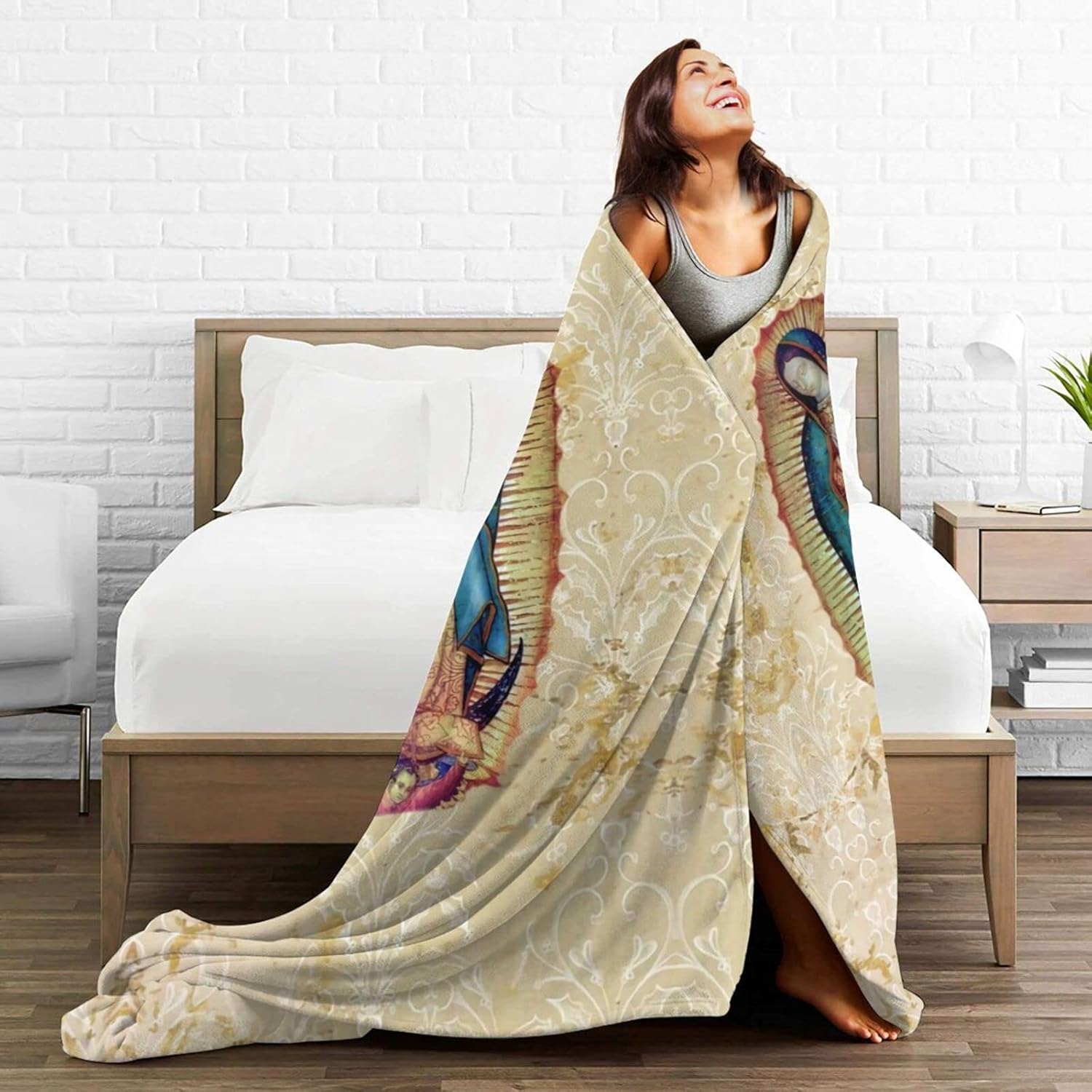 GLGFAS Manta de Nuestra Señora de Guadalupe de franela ultra suave y ligera para sofá, cama, uso en todas las estaciones, 80 x 60 pulgadas