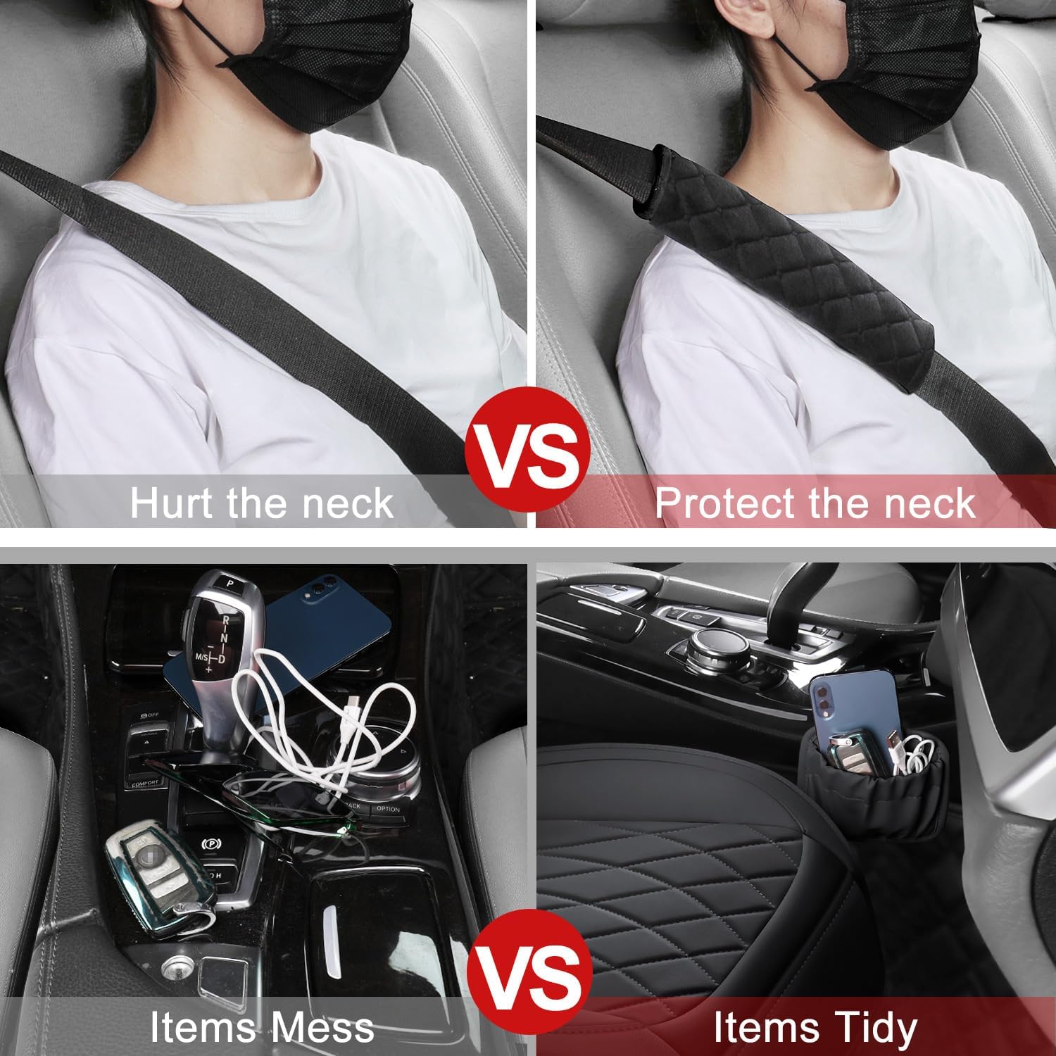 Paquete de 1 funda de cuero para asiento delantero de automóvil, protector universal para asiento de automóvil sin laterales con bolsillo de
