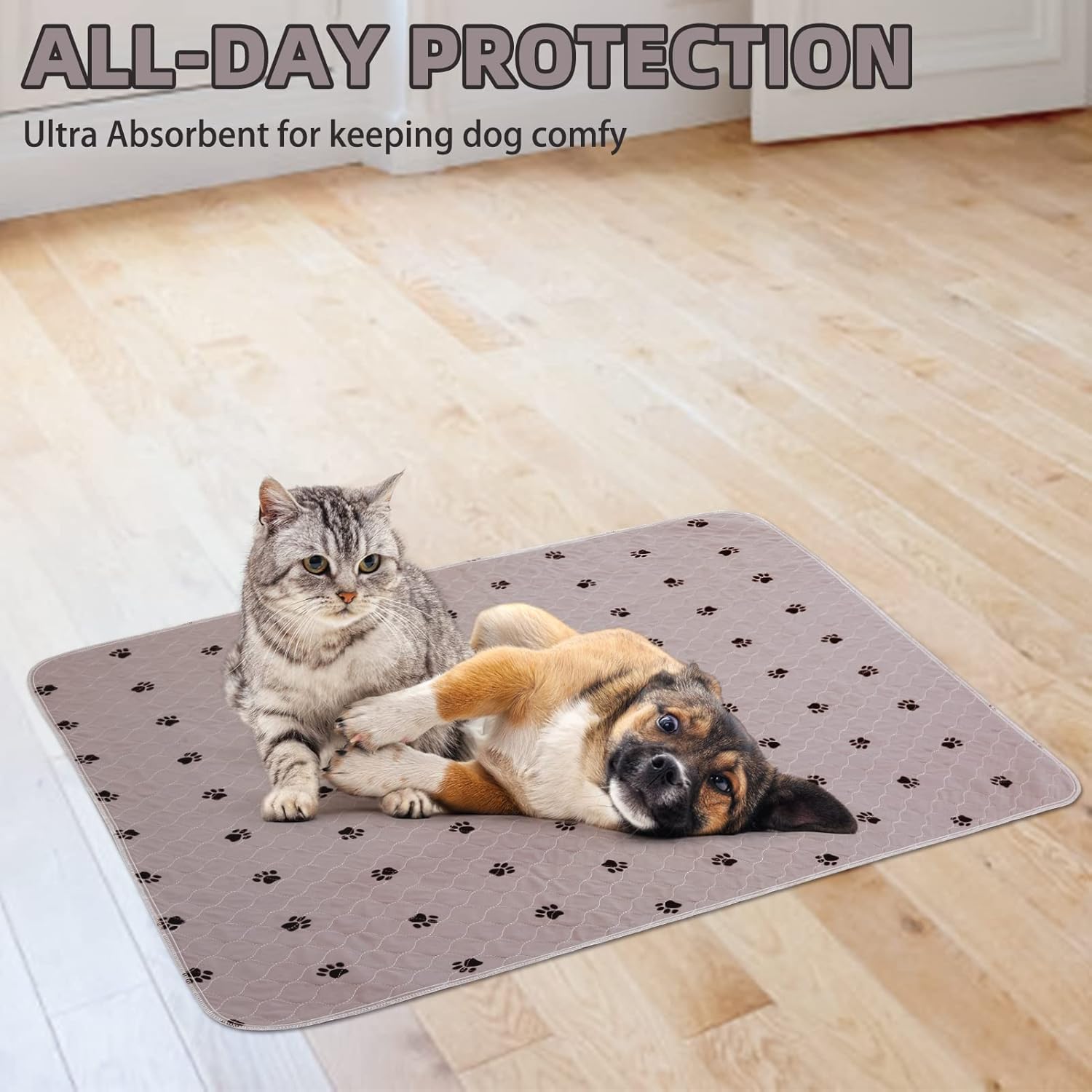 PUPTECK Almohadillas lavables para orina para perros, paquete de 4 unidades, impermeables, reutilizables, almohadillas de entrenamiento para