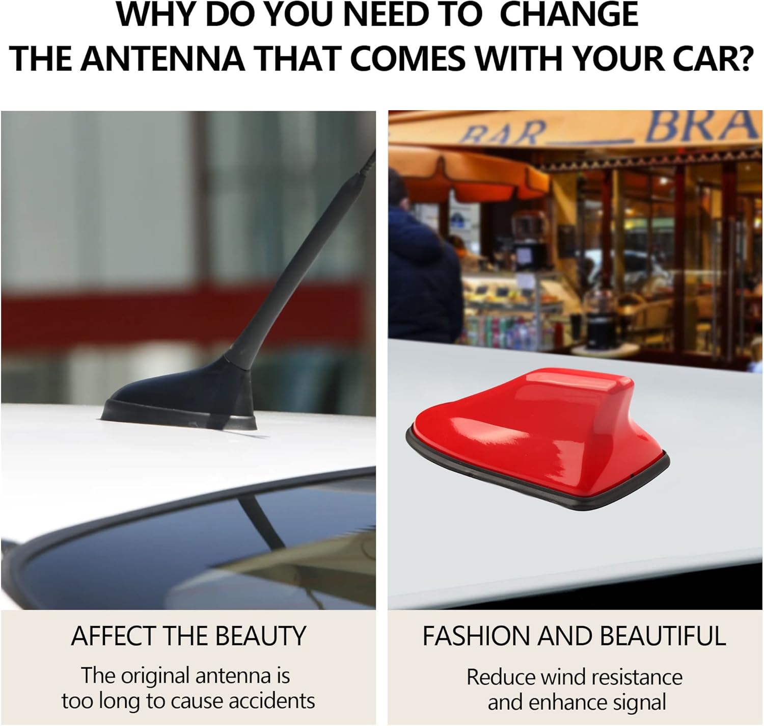 Antena de aleta de tiburón para cubierta de antena de automóvil, base aérea de techo, señal de radio AMFM para automóvil, SUV, camión, la mayoría de